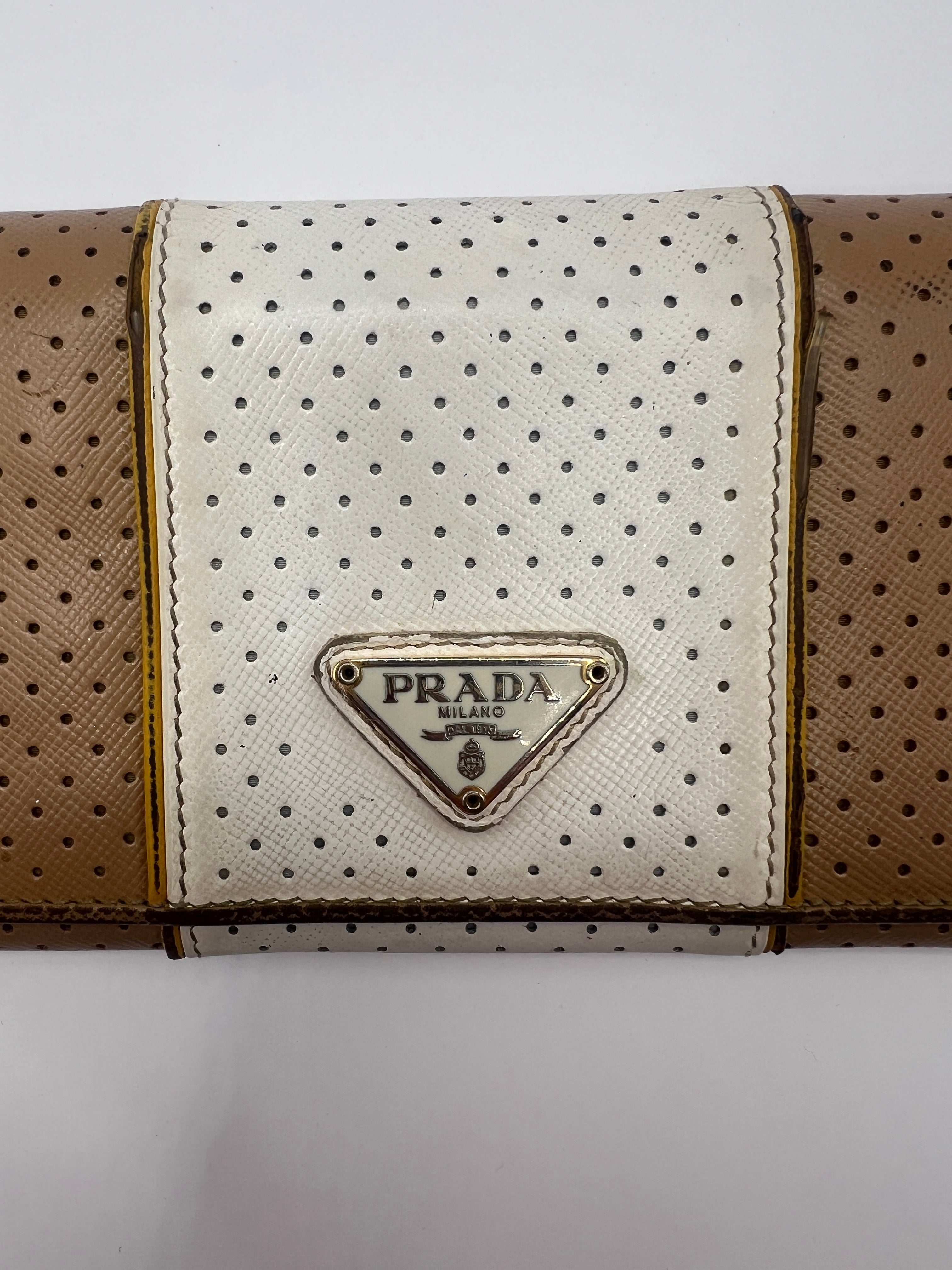 Prada Perforated Saffiano Leather Continental Wallet