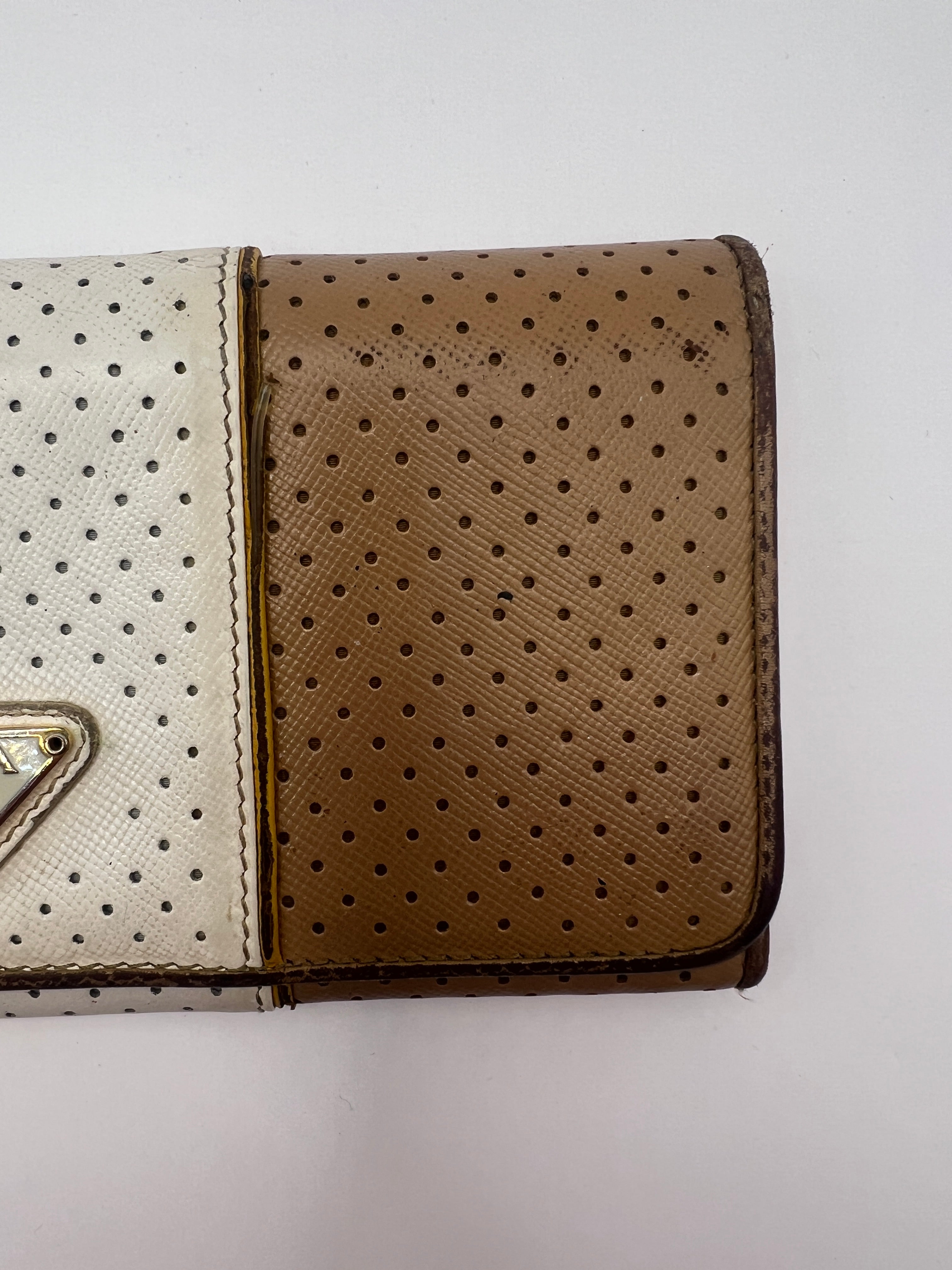 Prada Perforated Saffiano Leather Continental Wallet