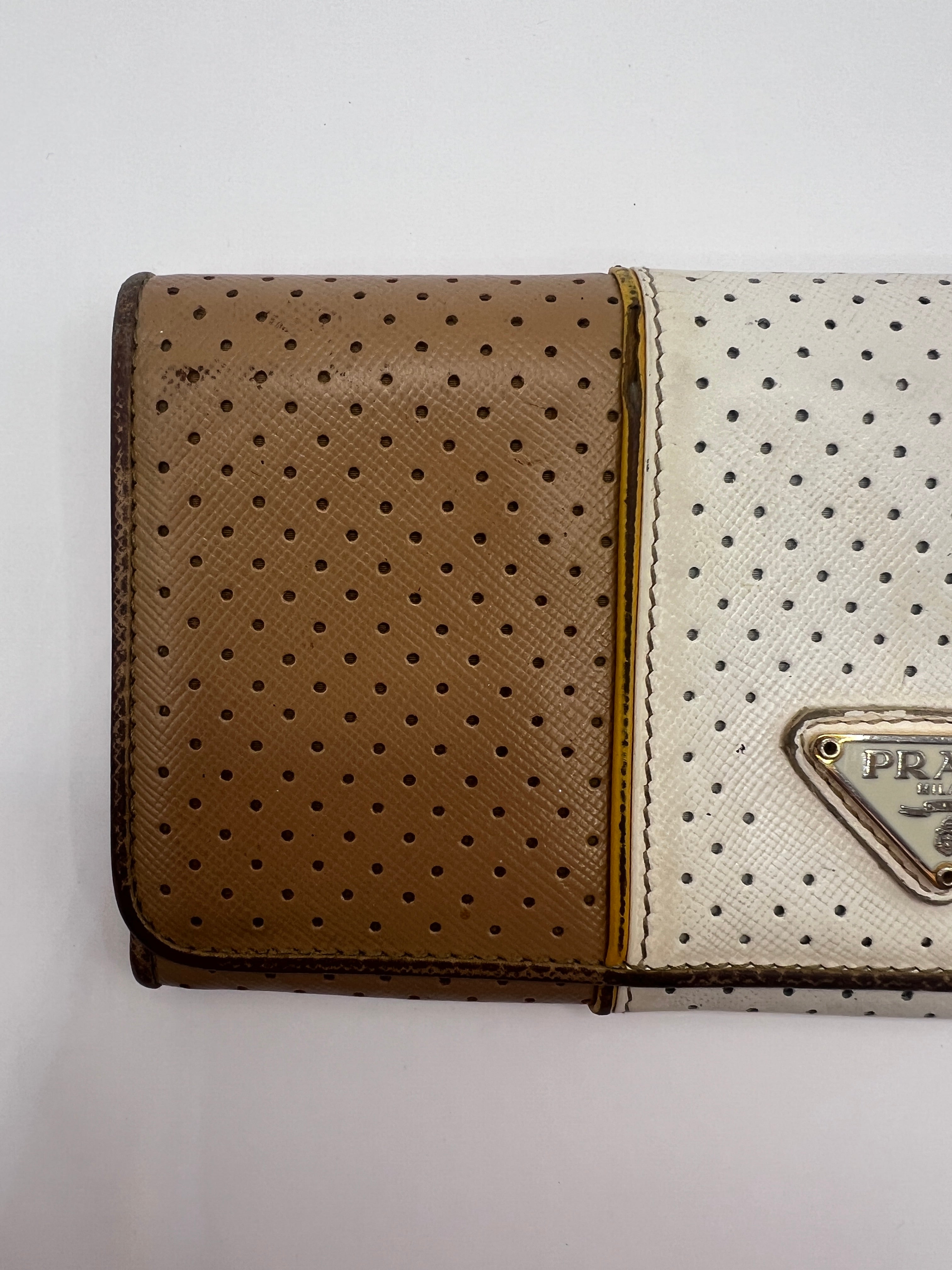Prada Perforated Saffiano Leather Continental Wallet