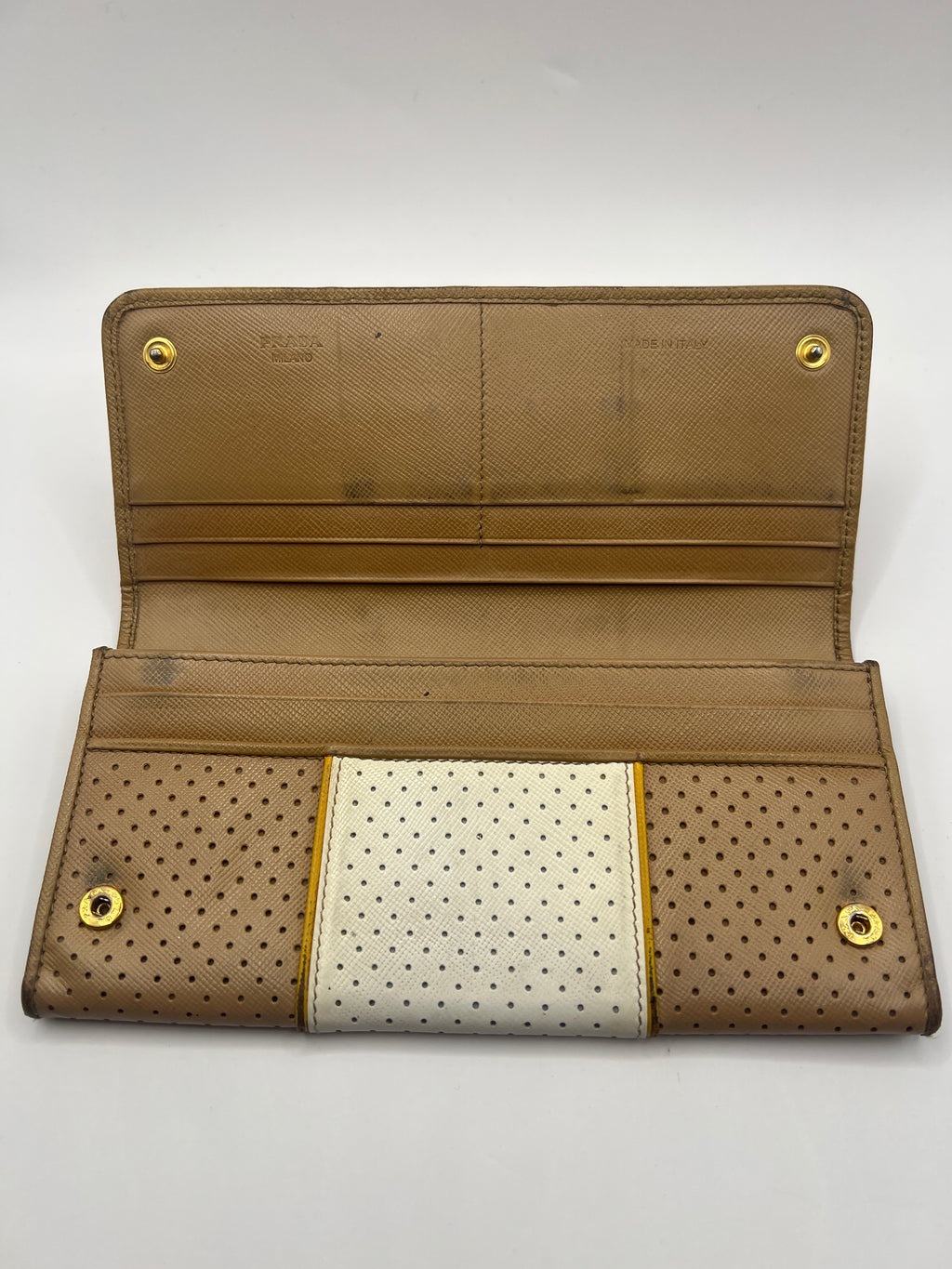 Prada Perforated Saffiano Leather Continental Wallet