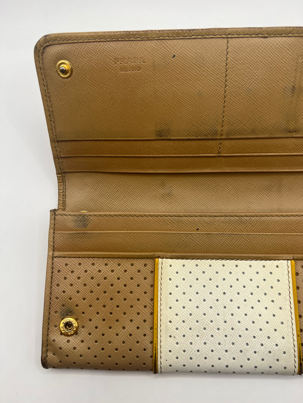 Prada Perforated Saffiano Leather Continental Wallet