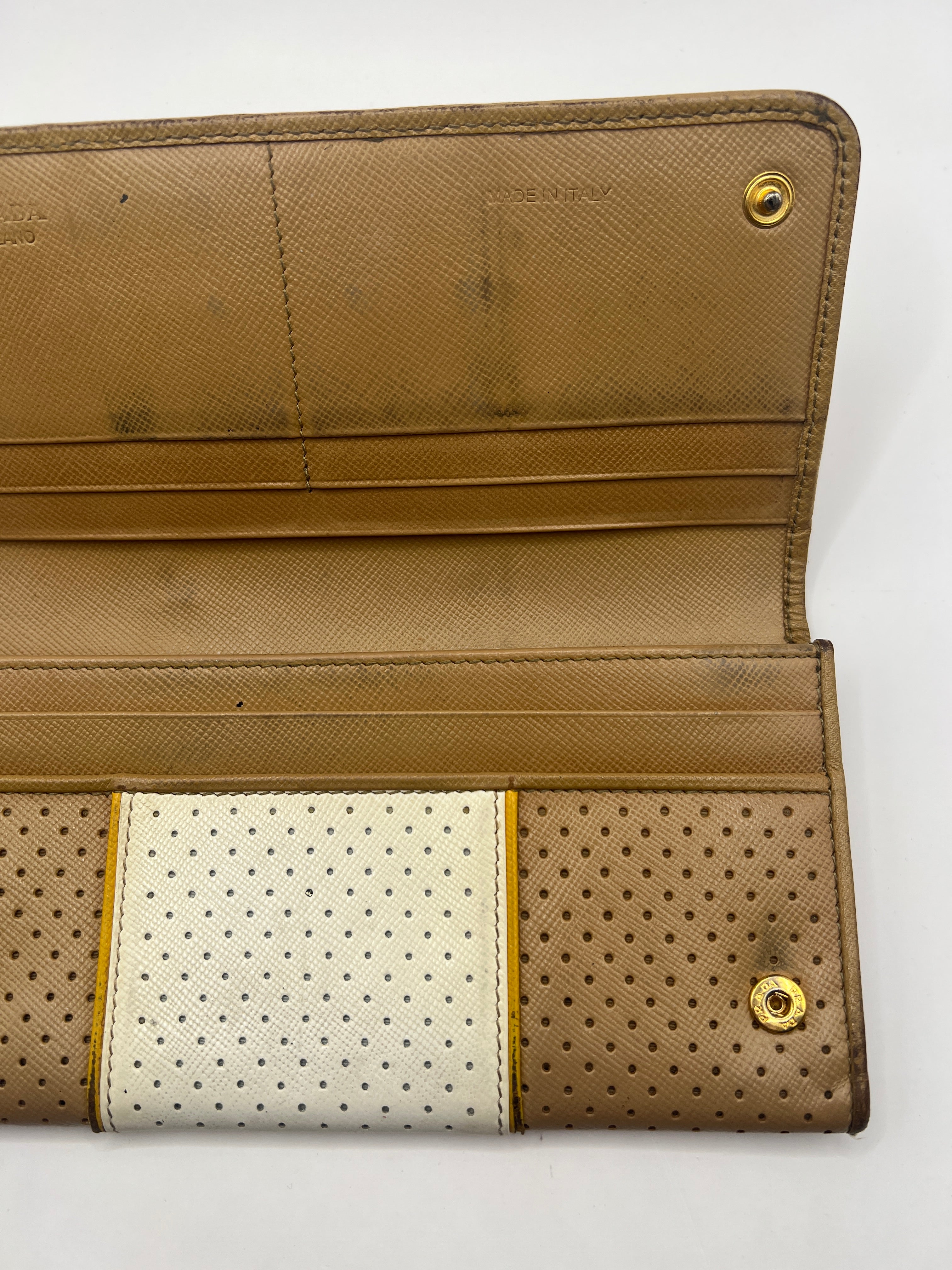 Prada Perforated Saffiano Leather Continental Wallet