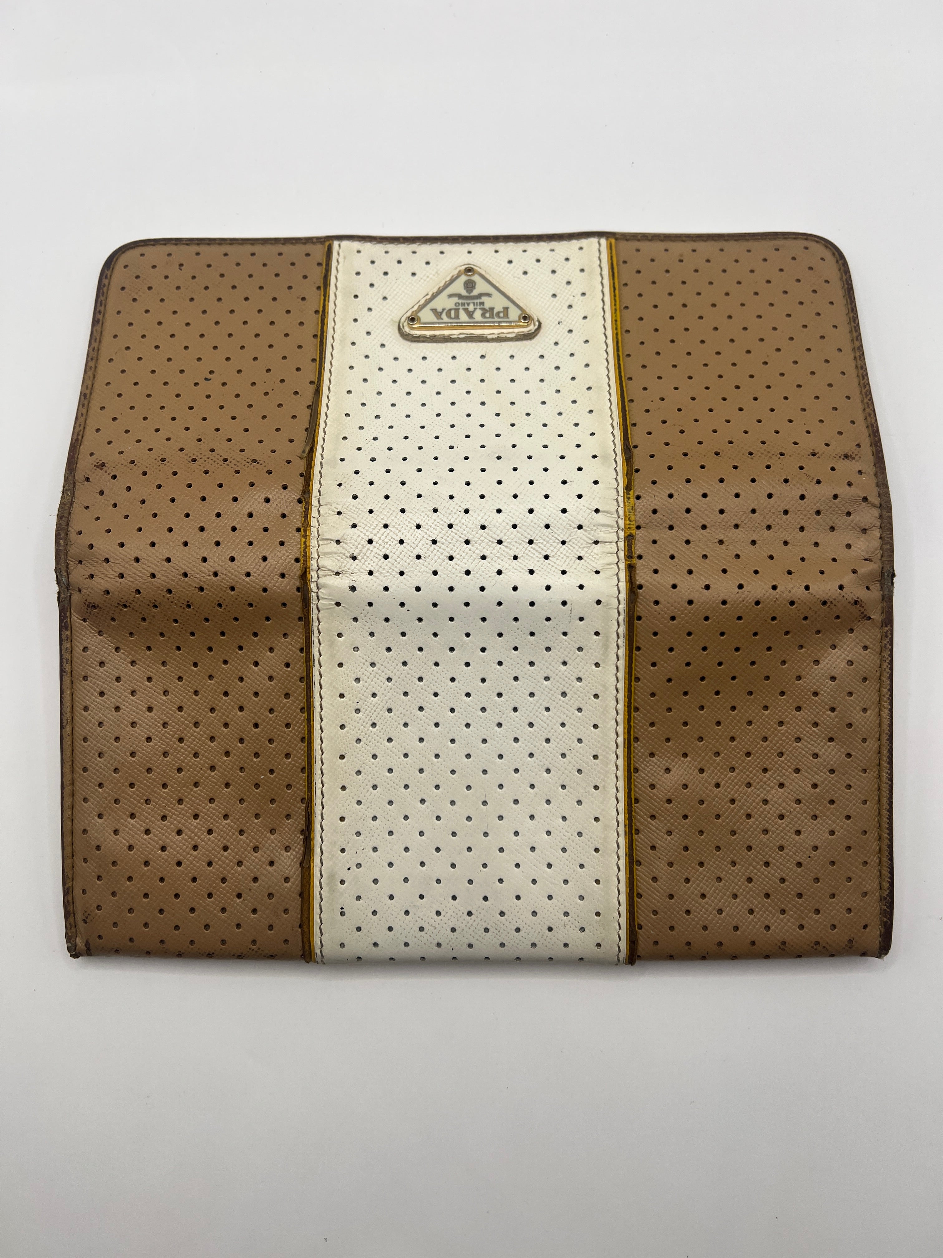 Prada Perforated Saffiano Leather Continental Wallet