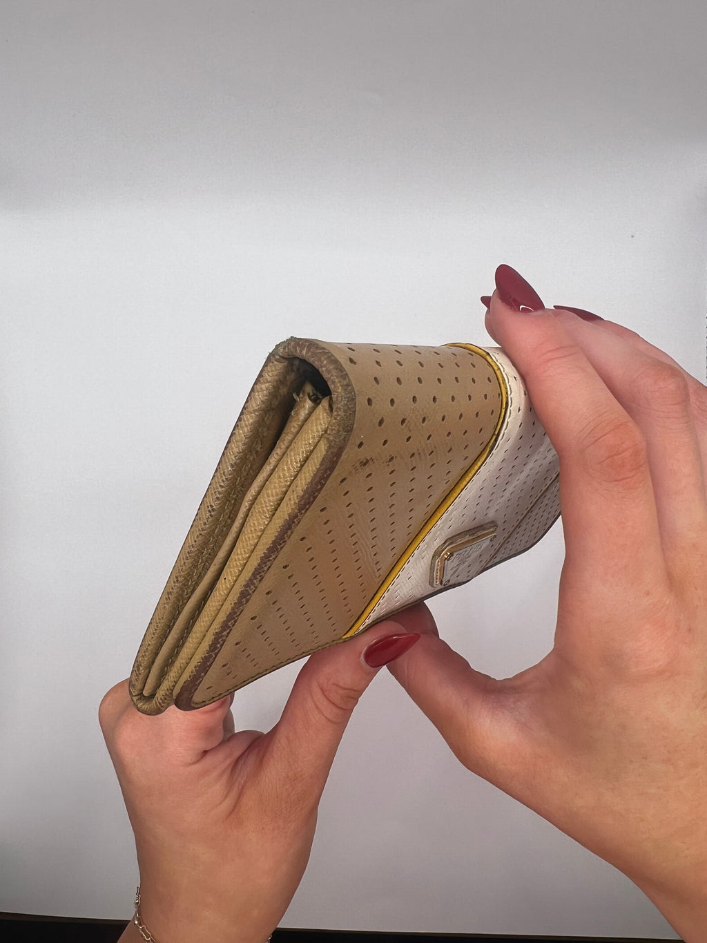 Prada Perforated Saffiano Leather Continental Wallet