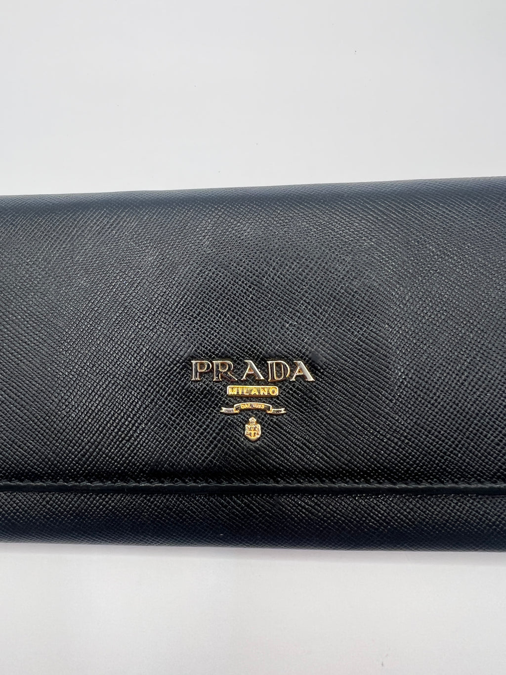 Prada Long Saffiano Leather Black Wallet Red Interior with Box