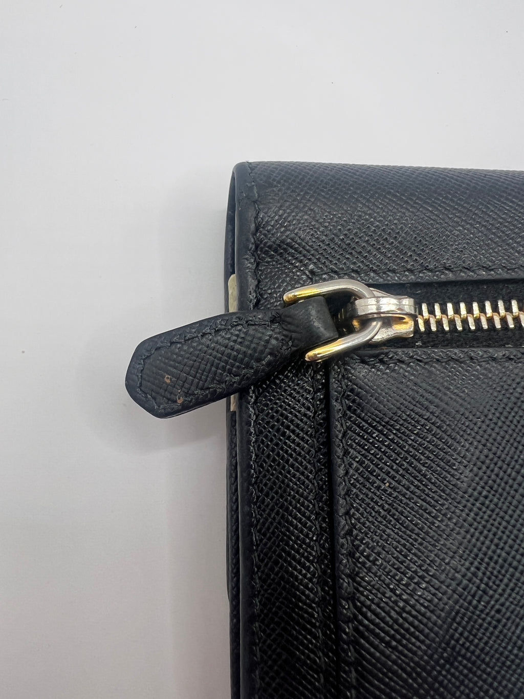 Prada Long Saffiano Leather Black Wallet Red Interior with Box