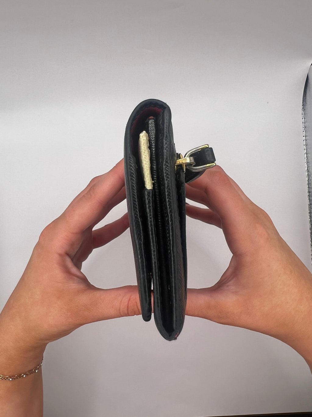 Prada Long Saffiano Leather Black Wallet Red Interior with Box