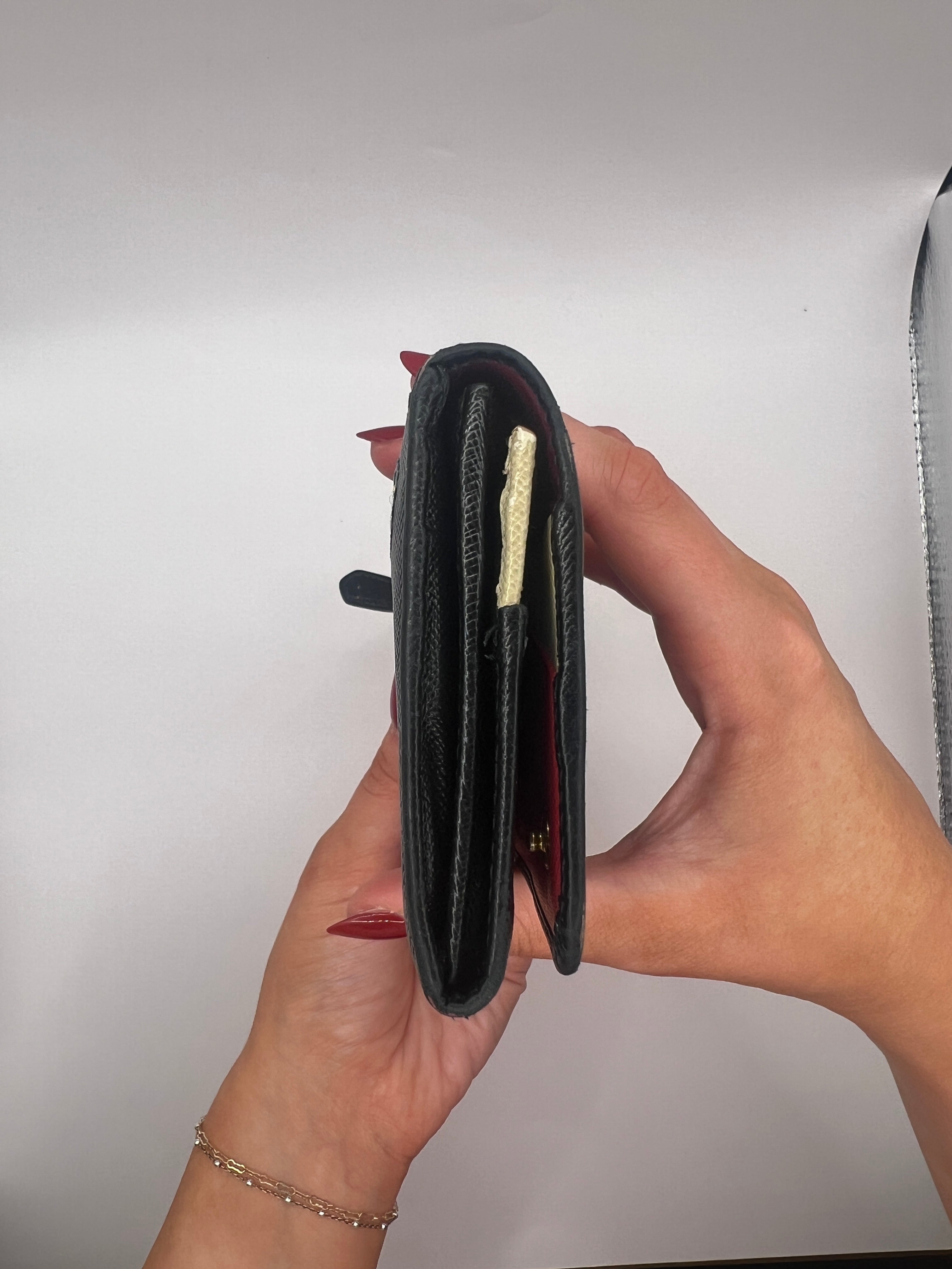 Prada Long Saffiano Leather Black Wallet Red Interior with Box