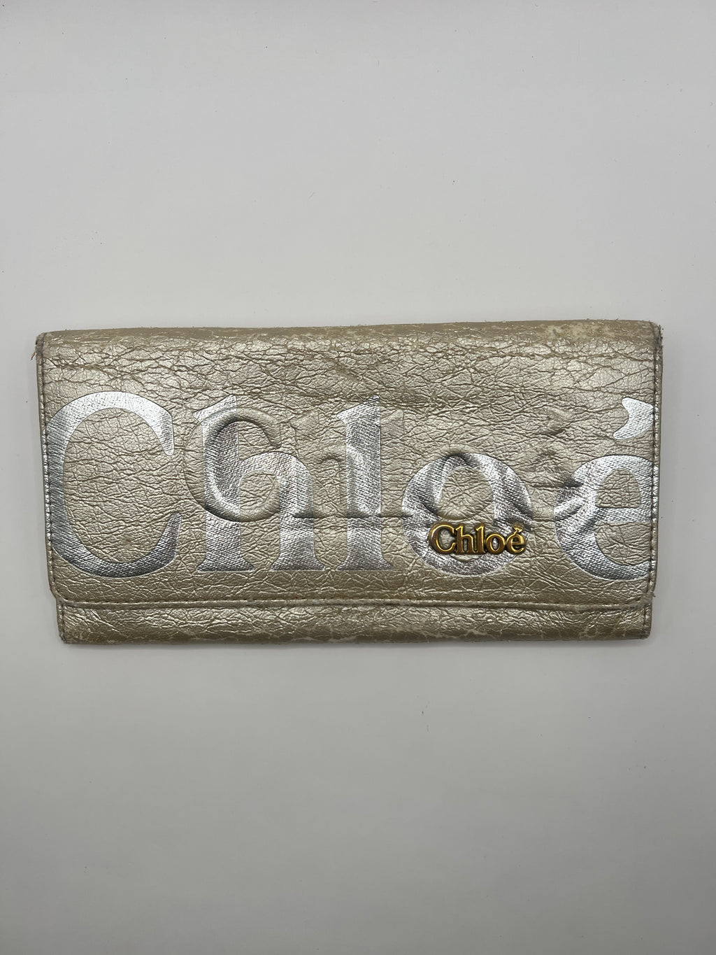 Chloé Metallic Gold Logo Continental Wallet