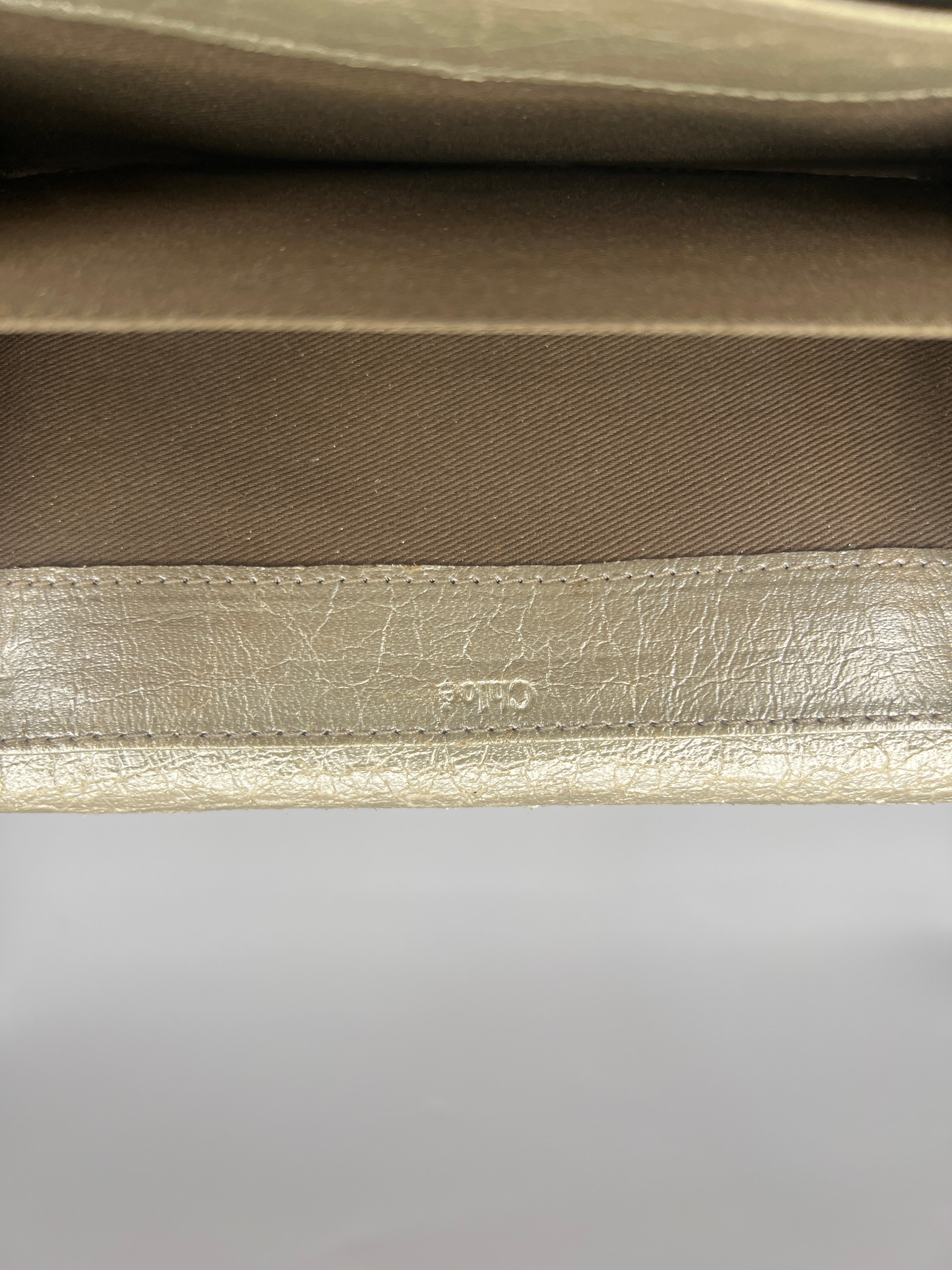 Chloé Metallic Gold Logo Continental Wallet