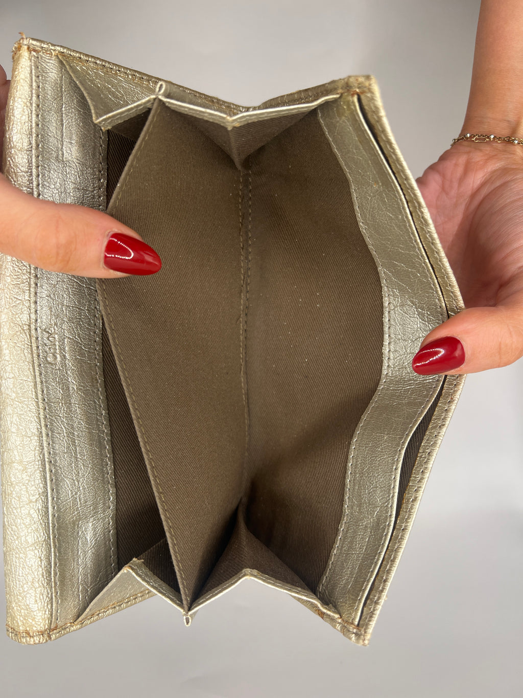 Chloé Metallic Gold Logo Continental Wallet