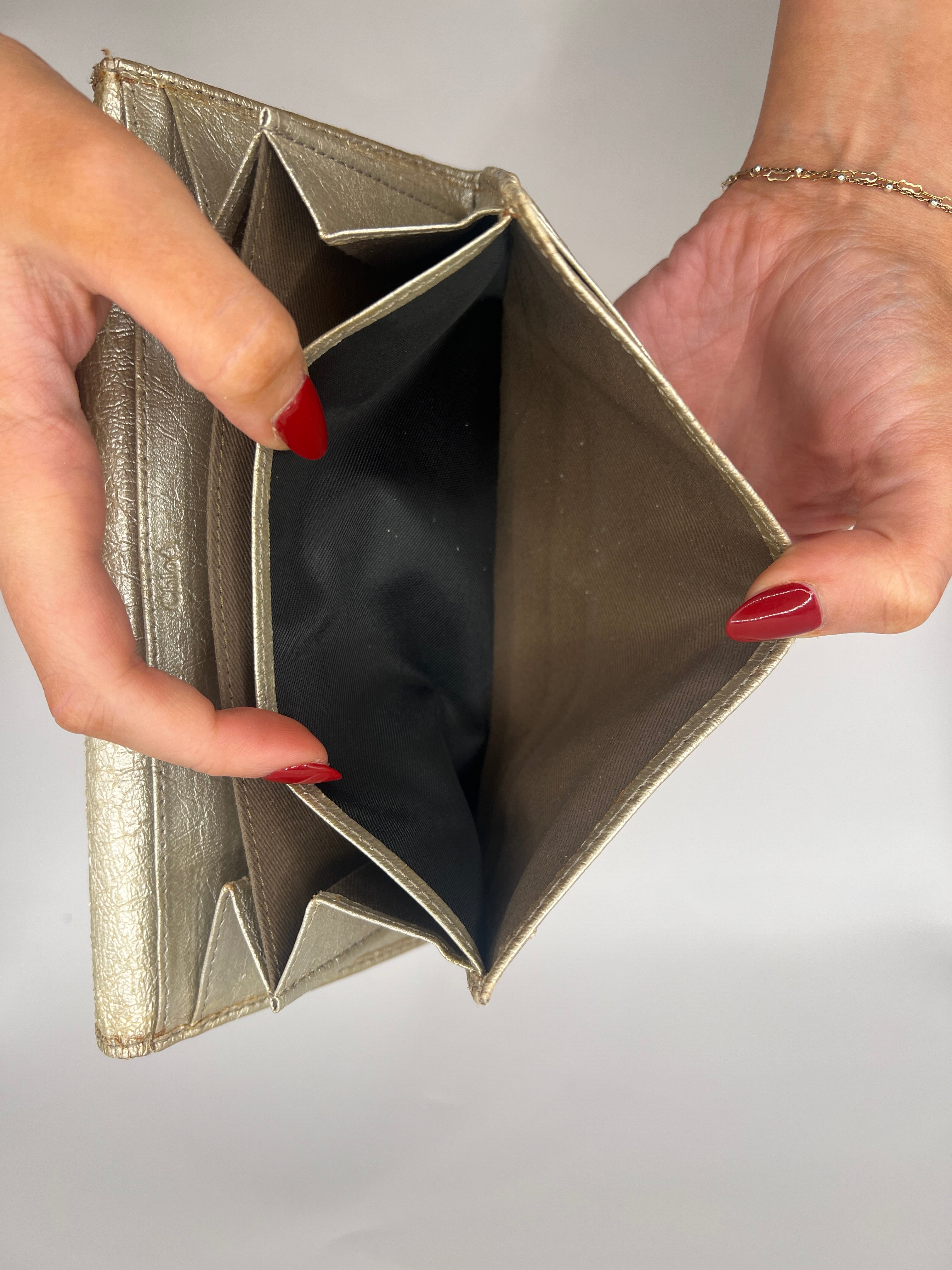 Chloé Metallic Gold Logo Continental Wallet