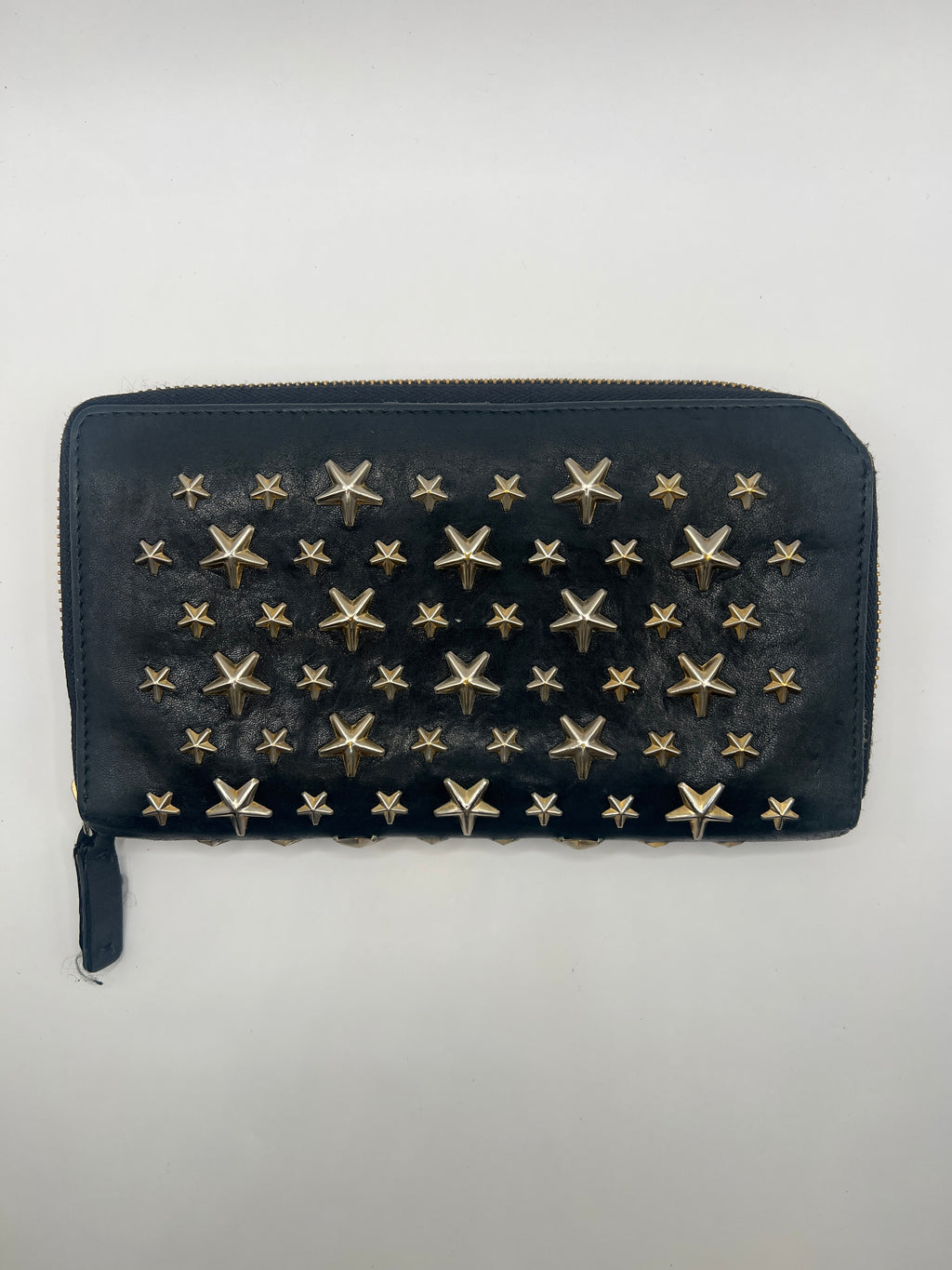 Jimmy Choo Black Star Studded Zip-Around Wallet