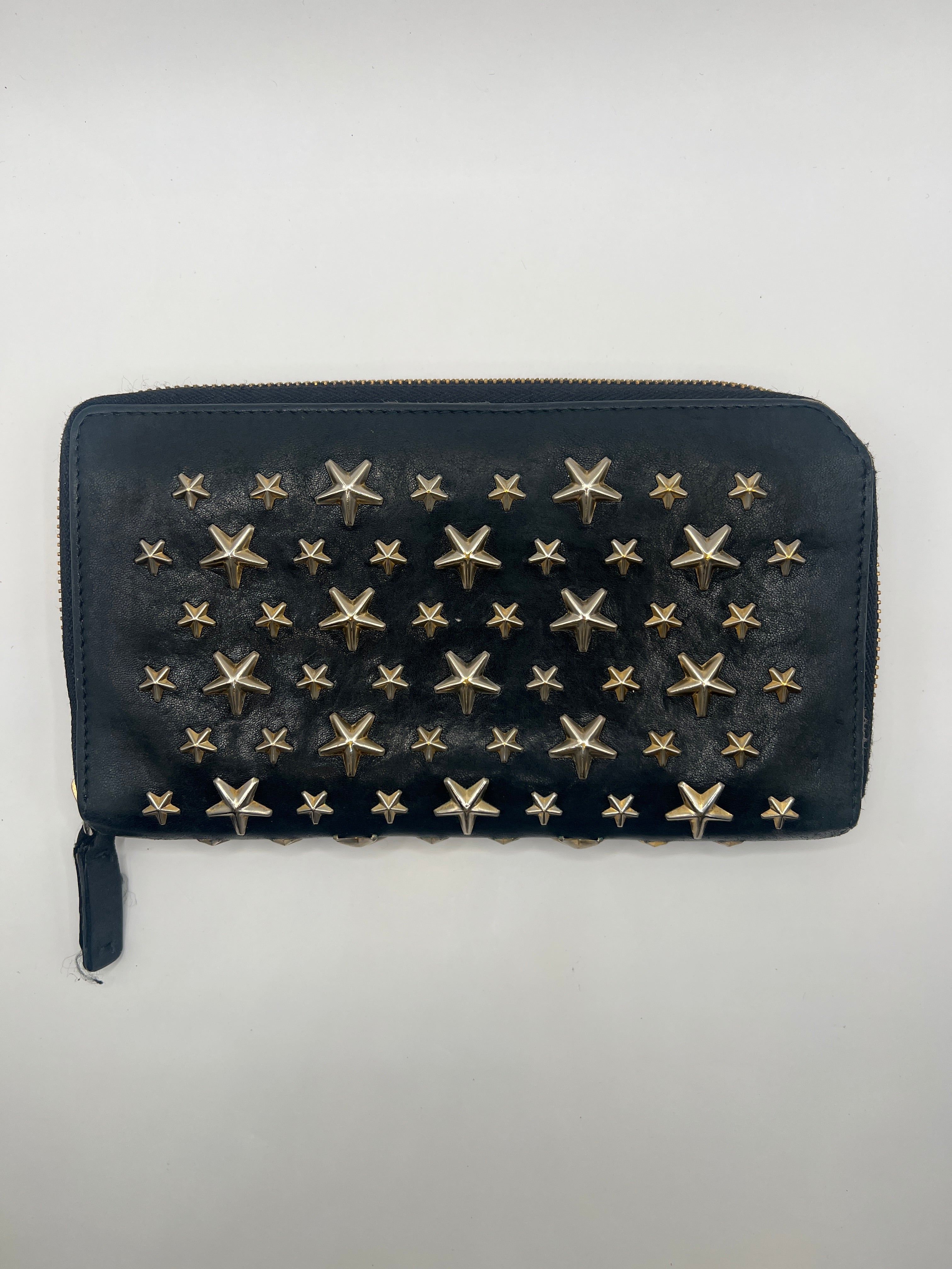 Jimmy Choo Black Star Studded Zip-Around Wallet