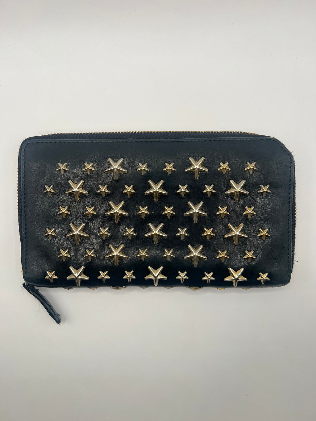 Jimmy Choo Black Star Studded Zip-Around Wallet