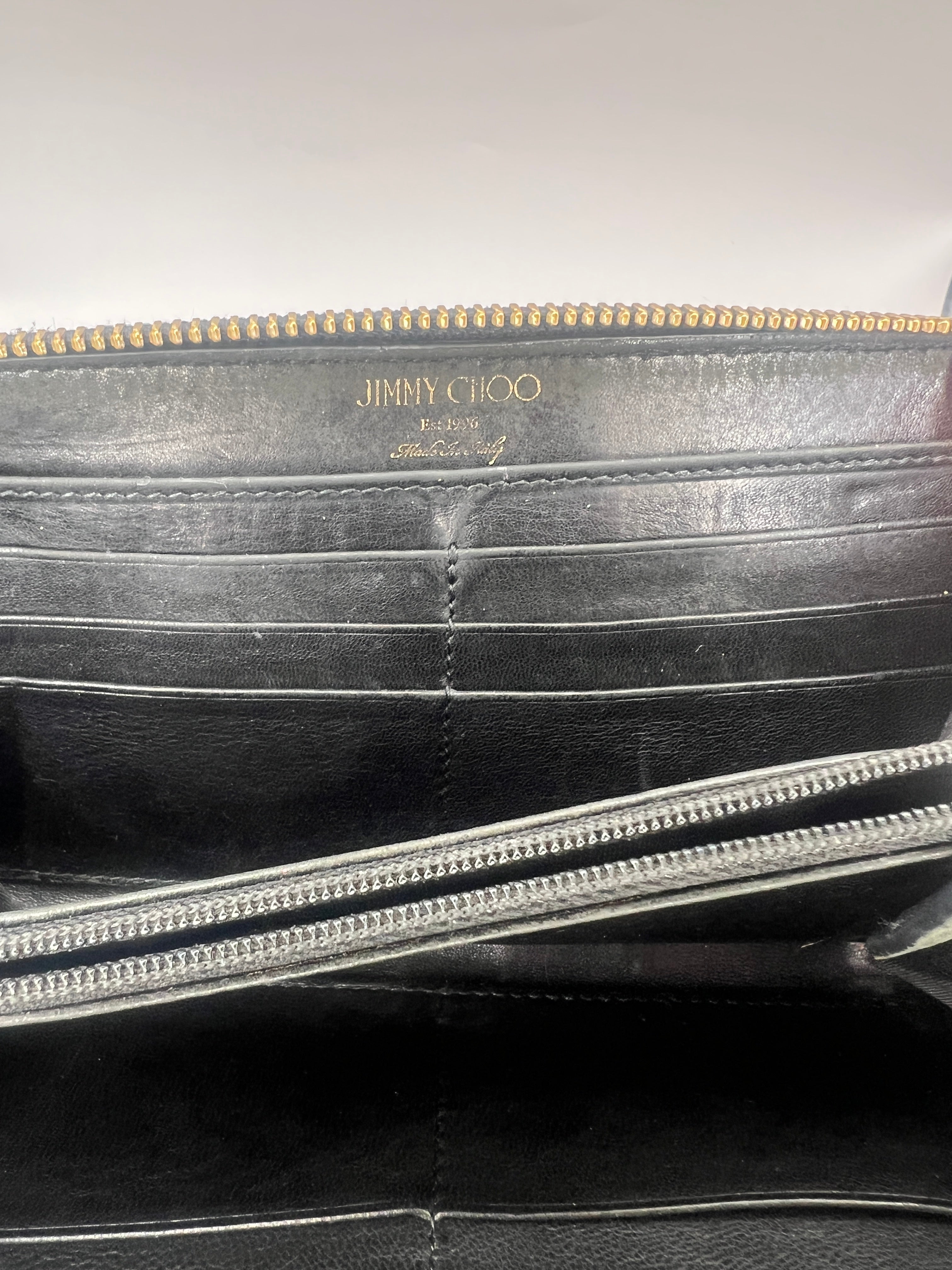 Jimmy Choo Black Star Studded Zip-Around Wallet