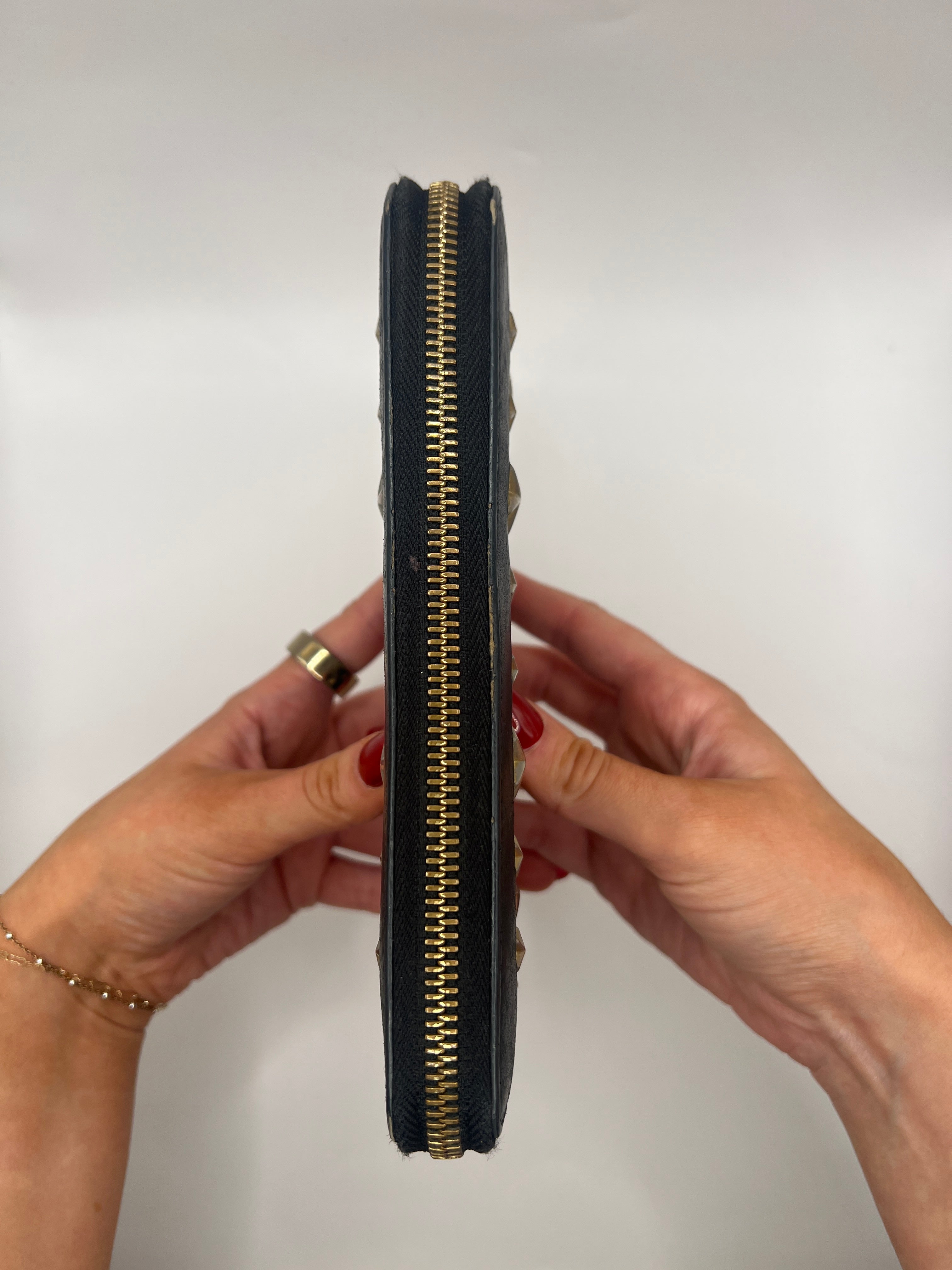 Jimmy Choo Black Star Studded Zip-Around Wallet