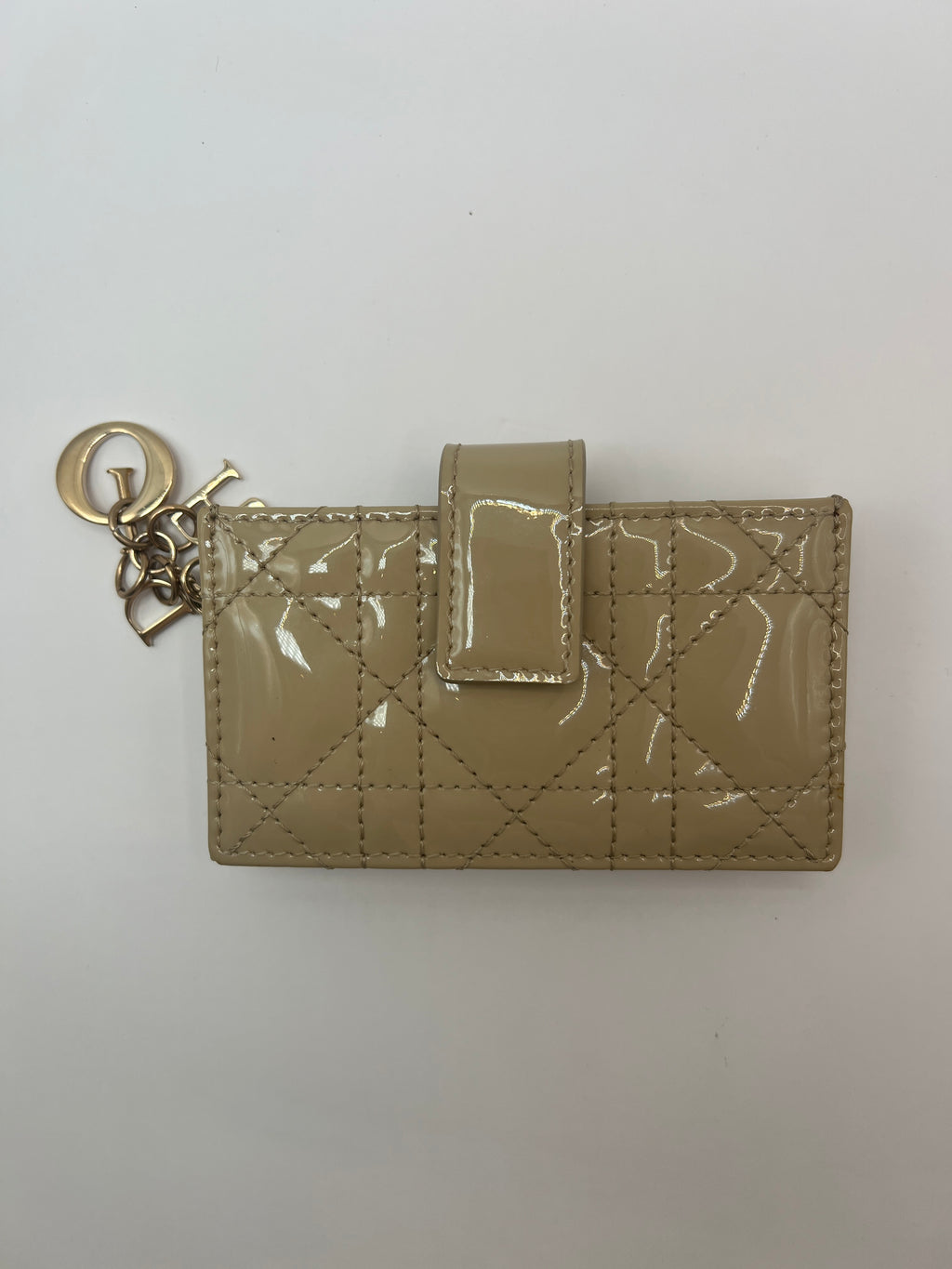 Lady Dior “Jasmine” Card Holder – Sand-Colored Patent Cannage Calfskin