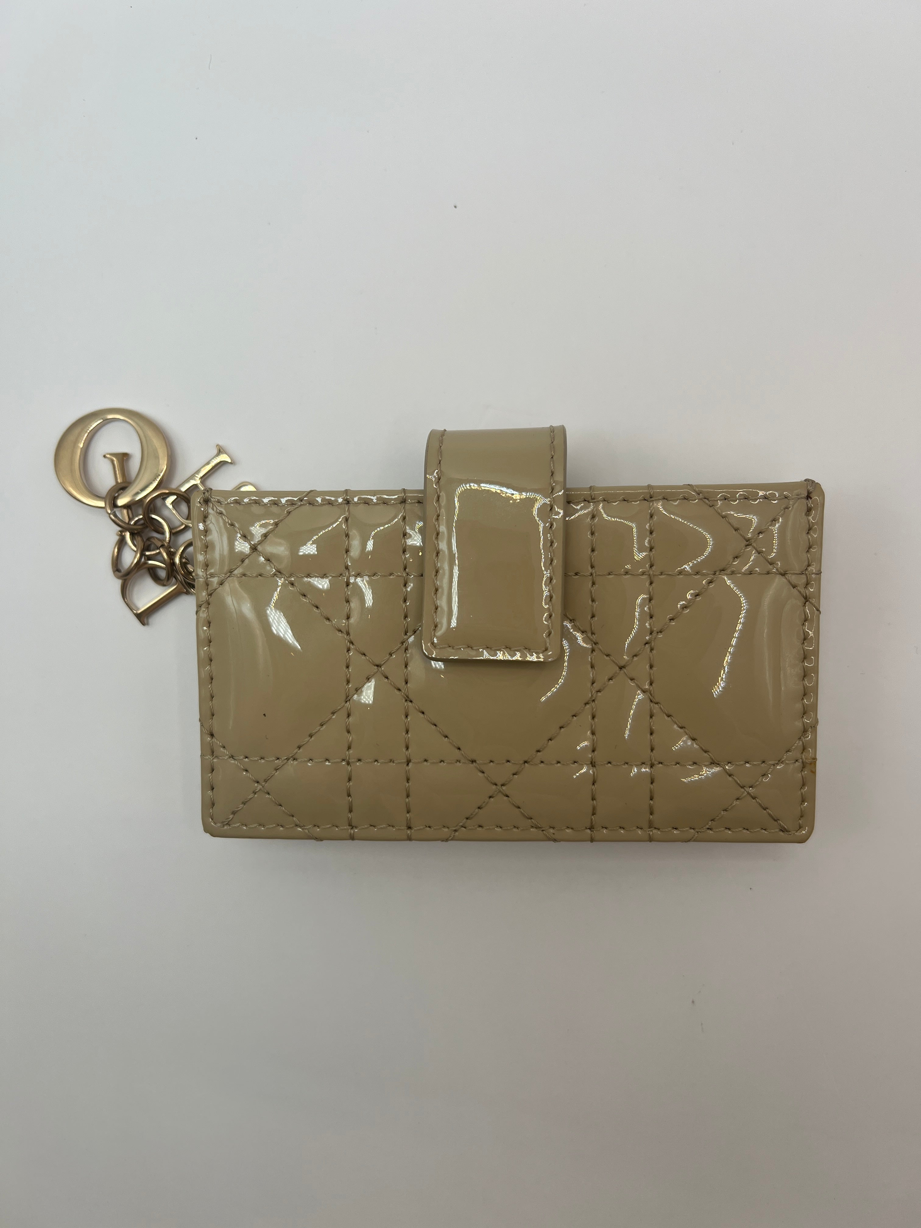 Lady Dior “Jasmine” Card Holder – Sand-Colored Patent Cannage Calfskin