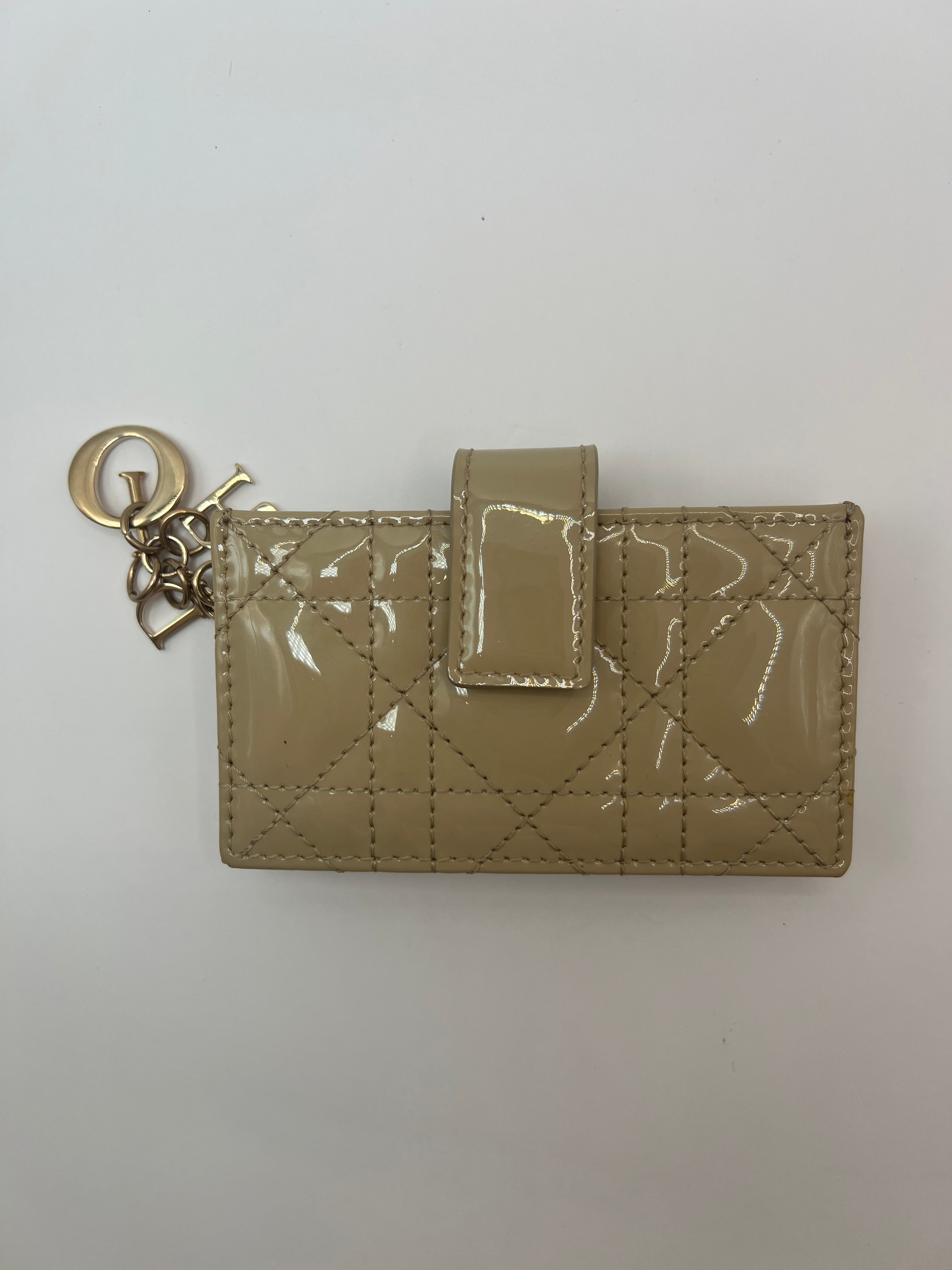 Lady Dior “Jasmine” Card Holder – Sand-Colored Patent Cannage Calfskin