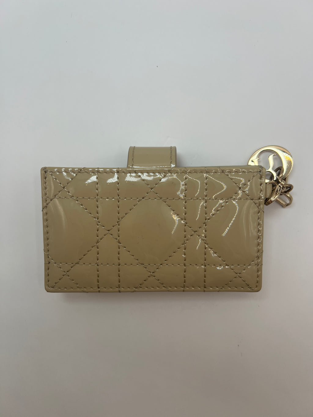 Lady Dior “Jasmine” Card Holder – Sand-Colored Patent Cannage Calfskin