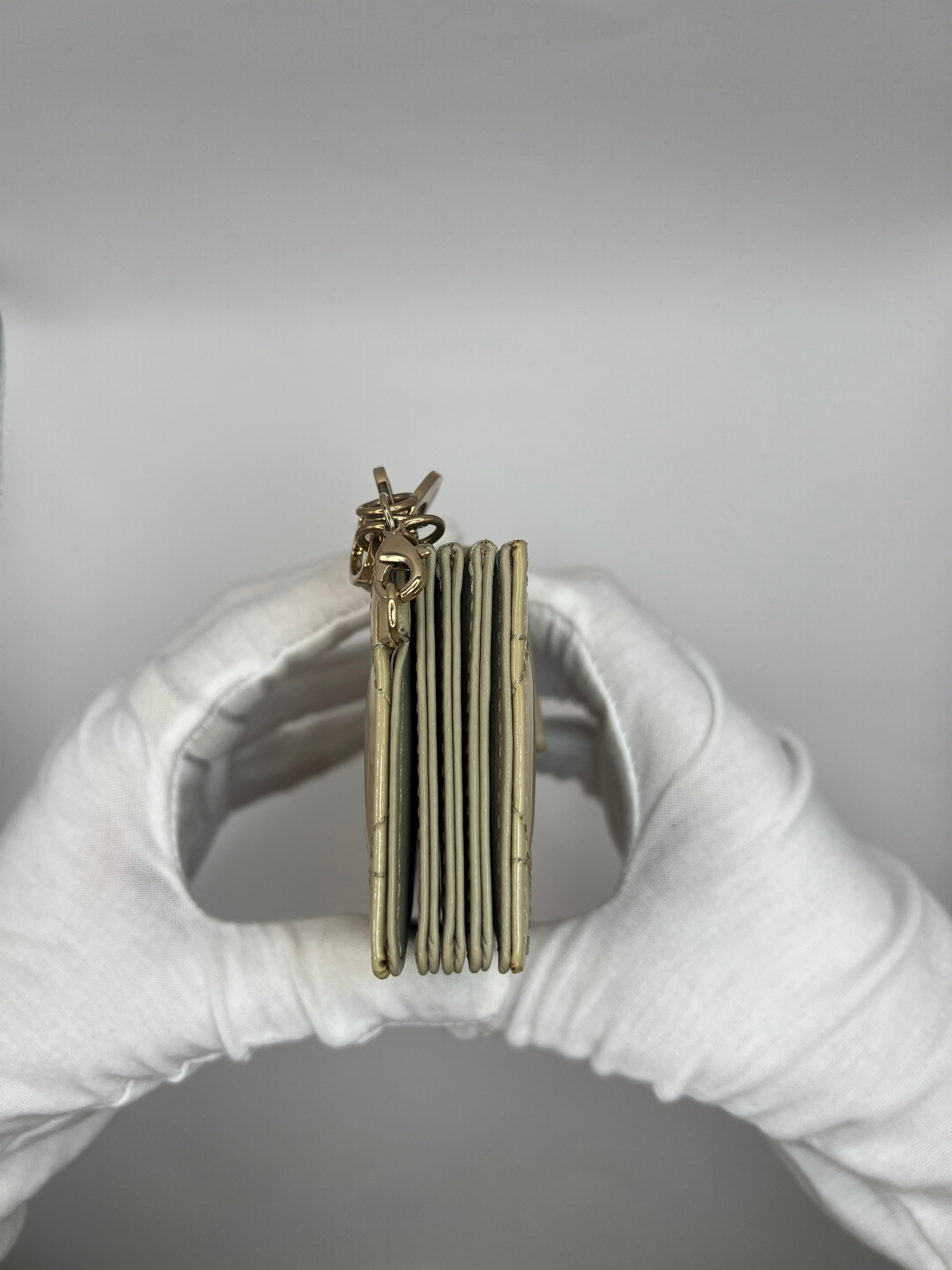 Lady Dior “Jasmine” Card Holder – Sand-Colored Patent Cannage Calfskin