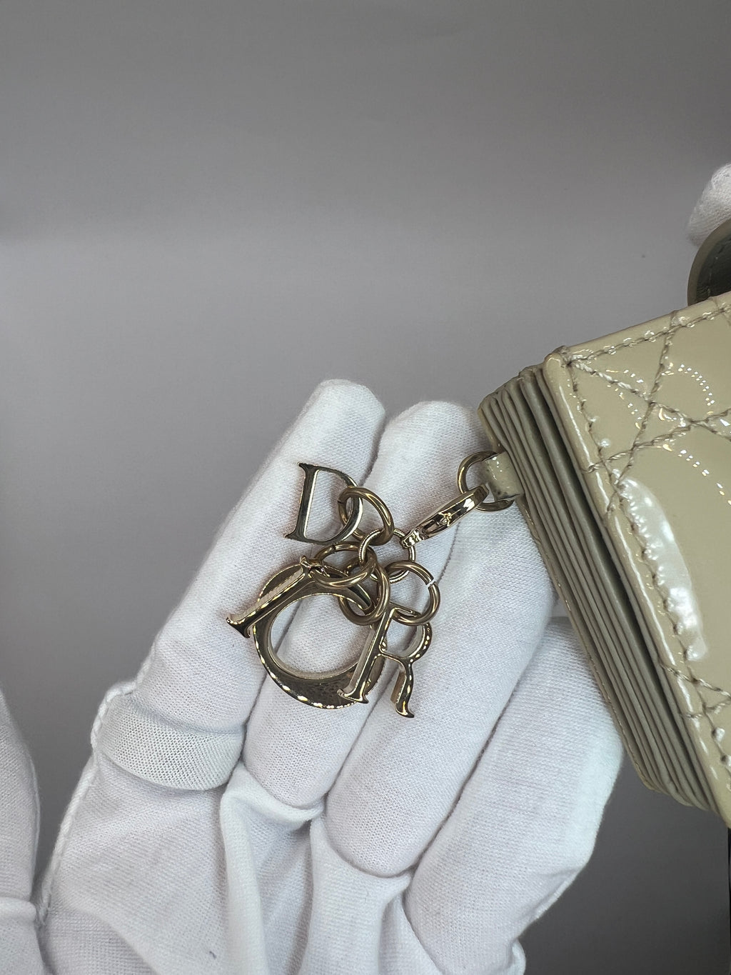 Lady Dior “Jasmine” Card Holder – Sand-Colored Patent Cannage Calfskin