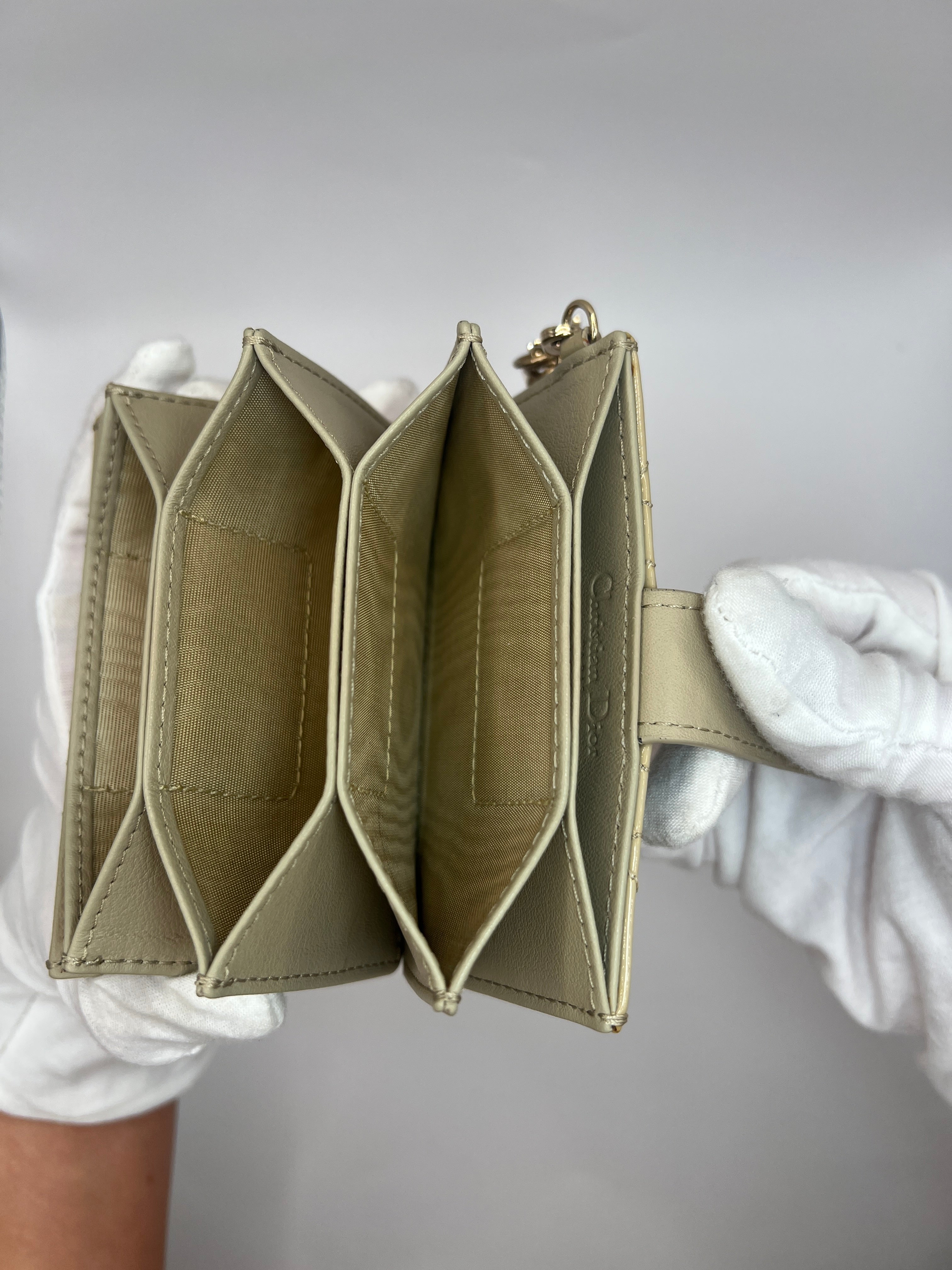 Lady Dior “Jasmine” Card Holder – Sand-Colored Patent Cannage Calfskin