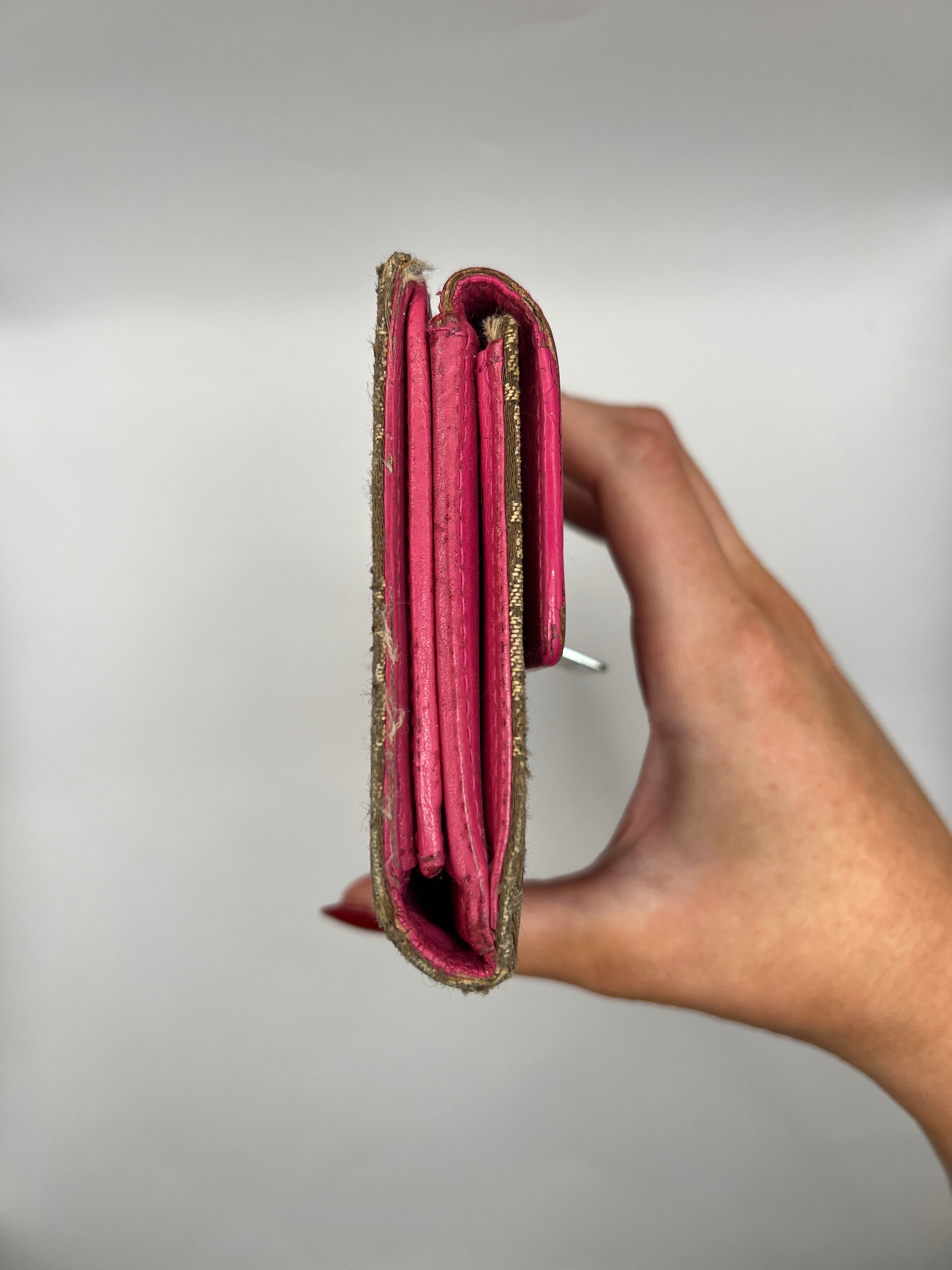 Christian Dior Trotter Canvas & Pink Leather Continental Wallet