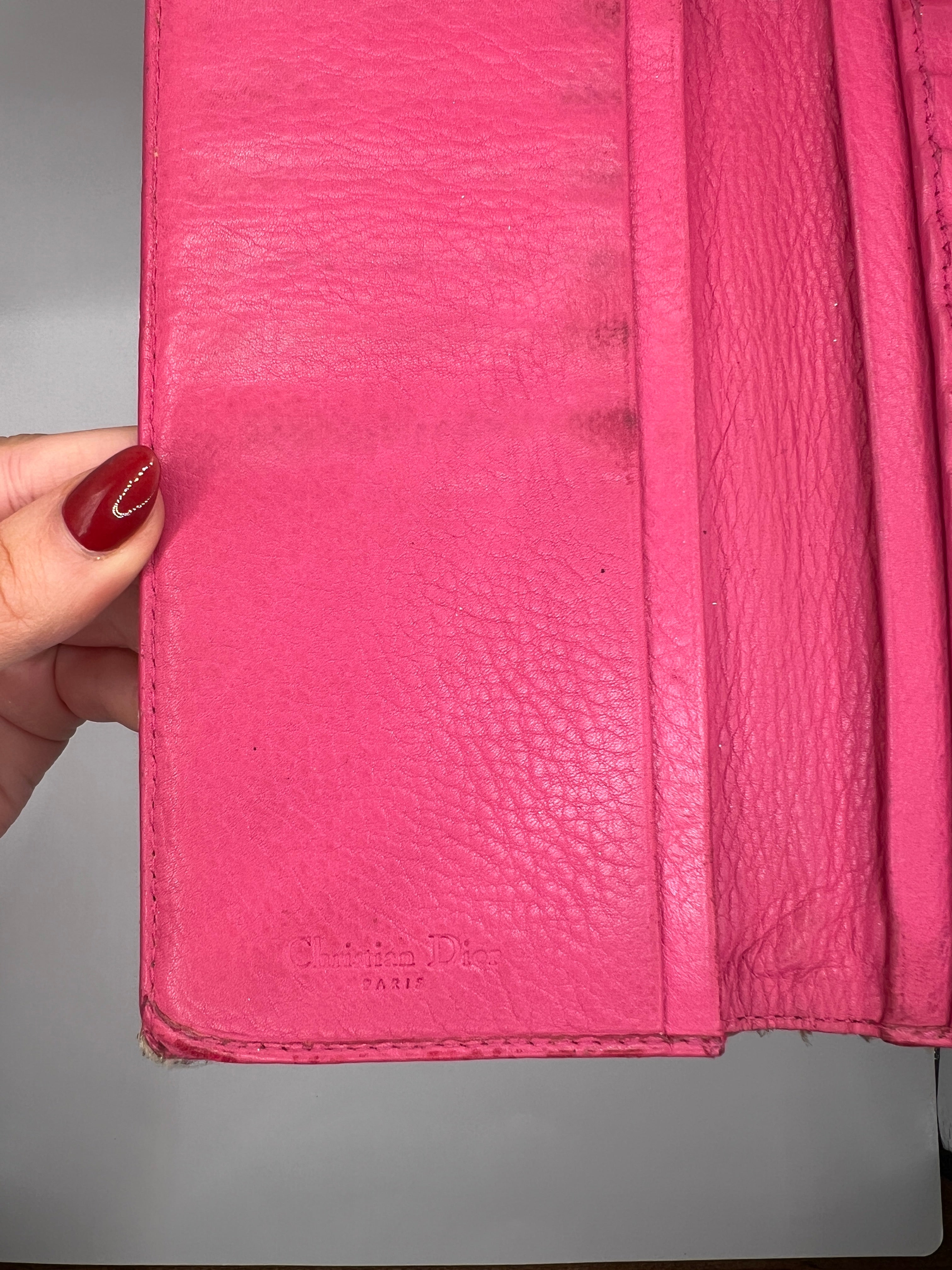 Christian Dior Trotter Canvas & Pink Leather Continental Wallet