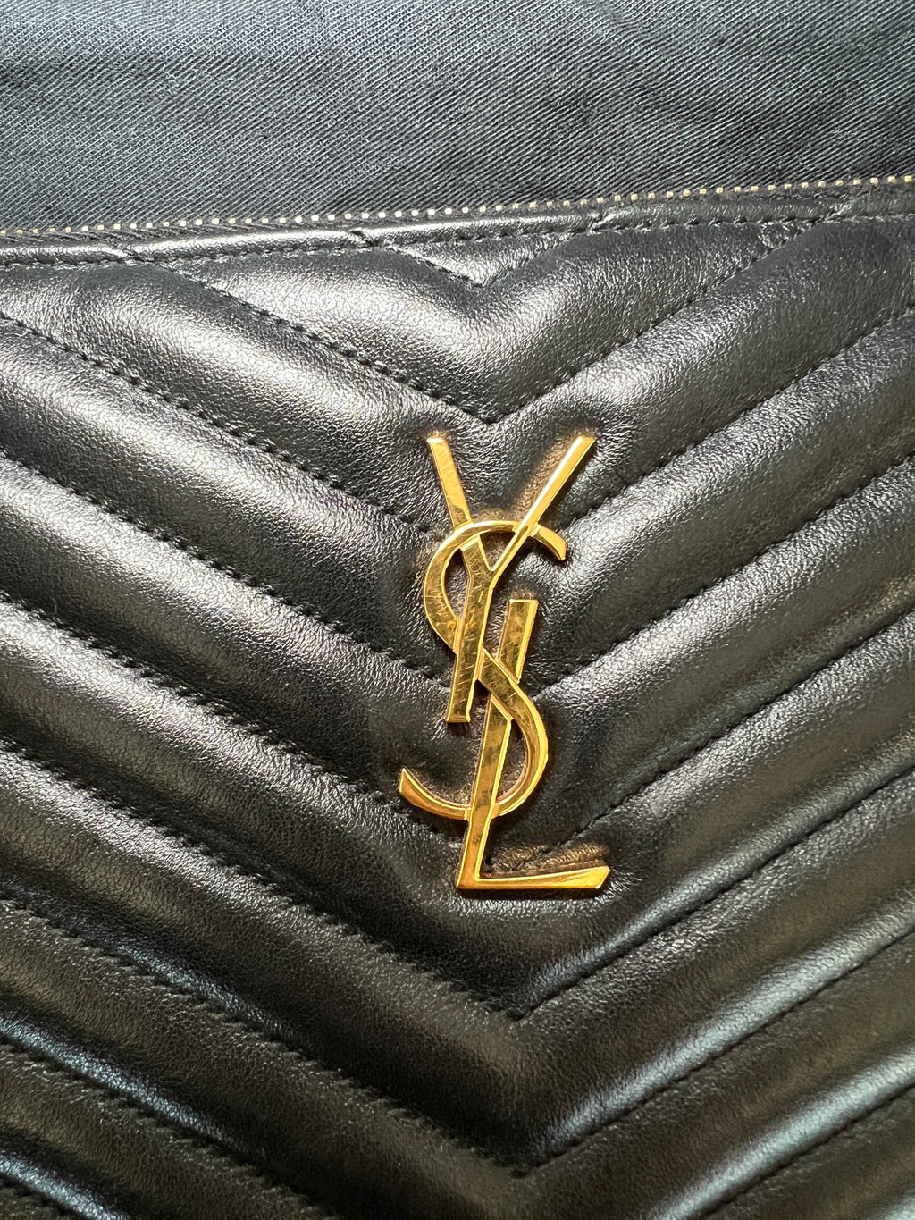 YSL Monogram Large Pouch in Smooth Leather Black