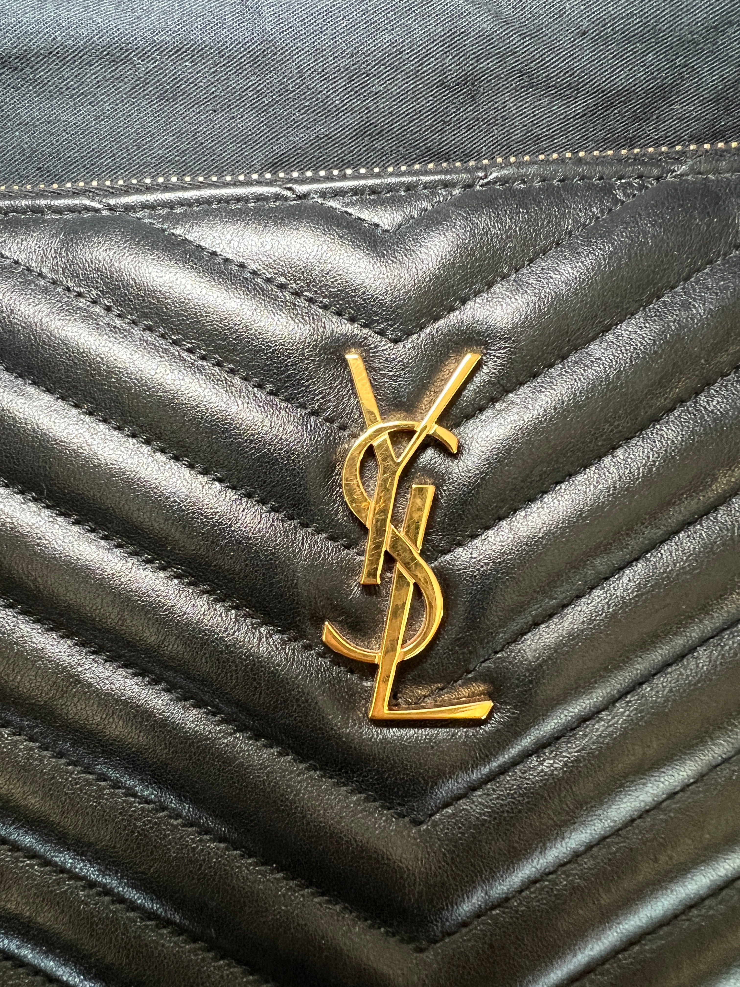 YSL Monogram Large Pouch in Smooth Leather Black