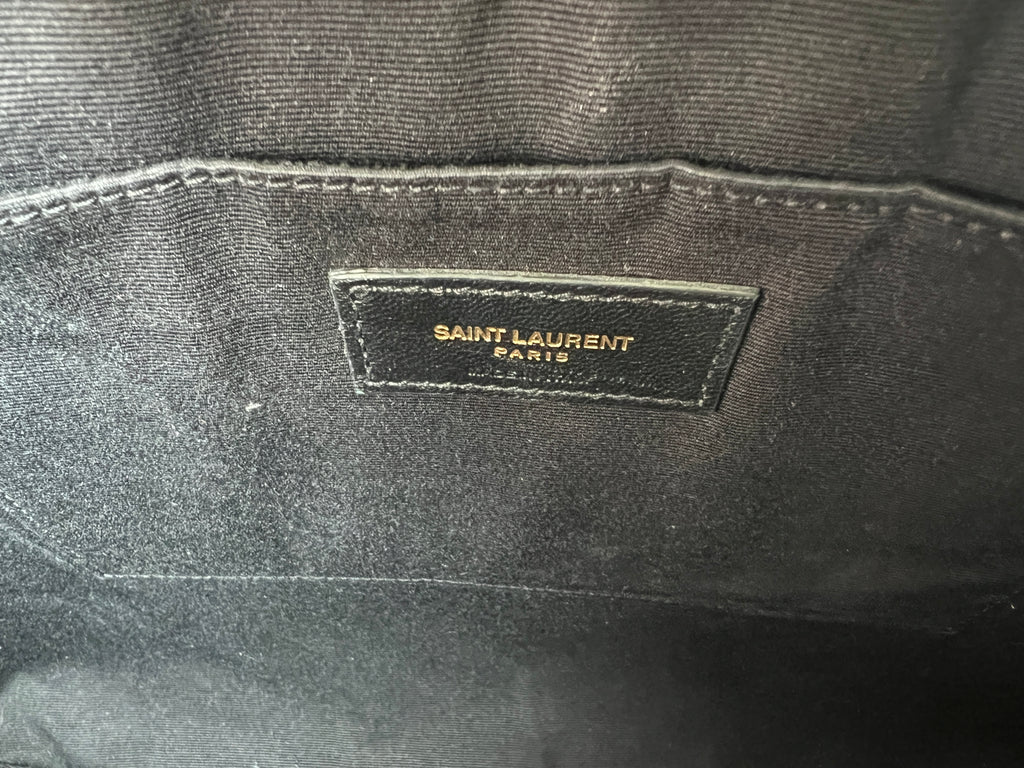 YSL Monogram Large Pouch in Smooth Leather Black