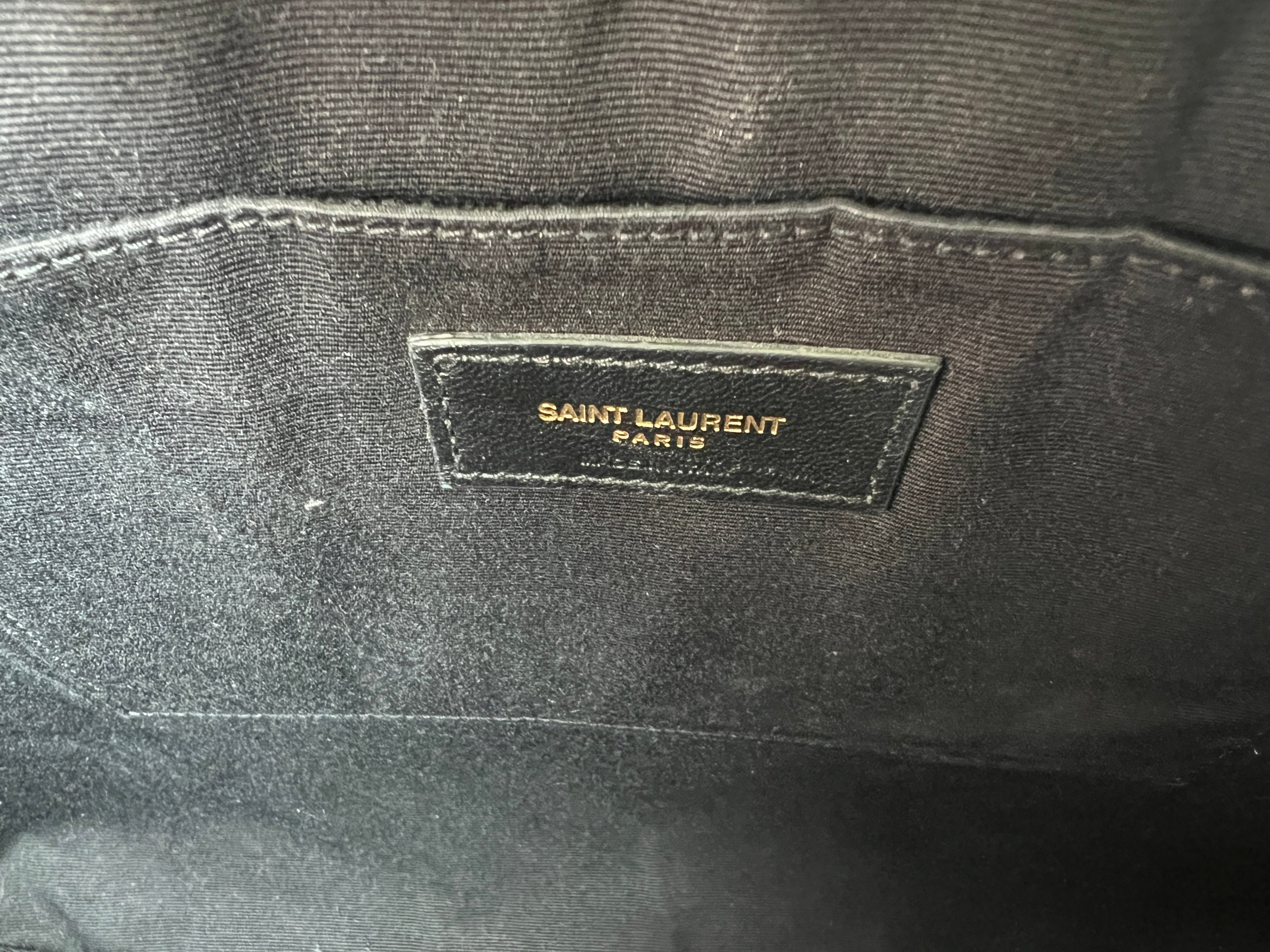 YSL Monogram Large Pouch in Smooth Leather Black