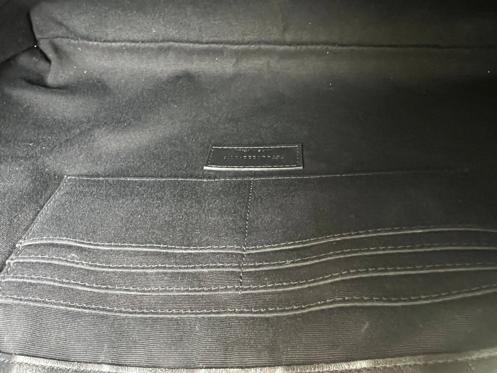 YSL Monogram Large Pouch in Smooth Leather Black