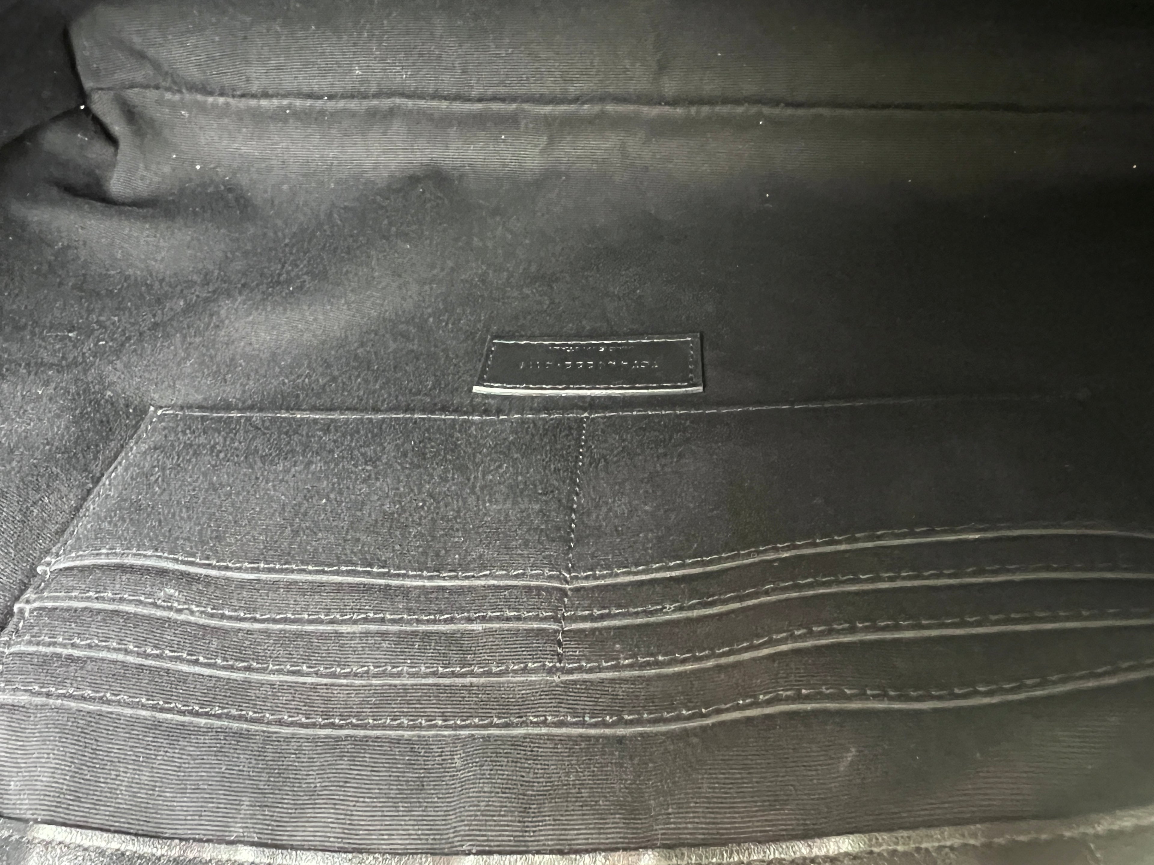 YSL Monogram Large Pouch in Smooth Leather Black