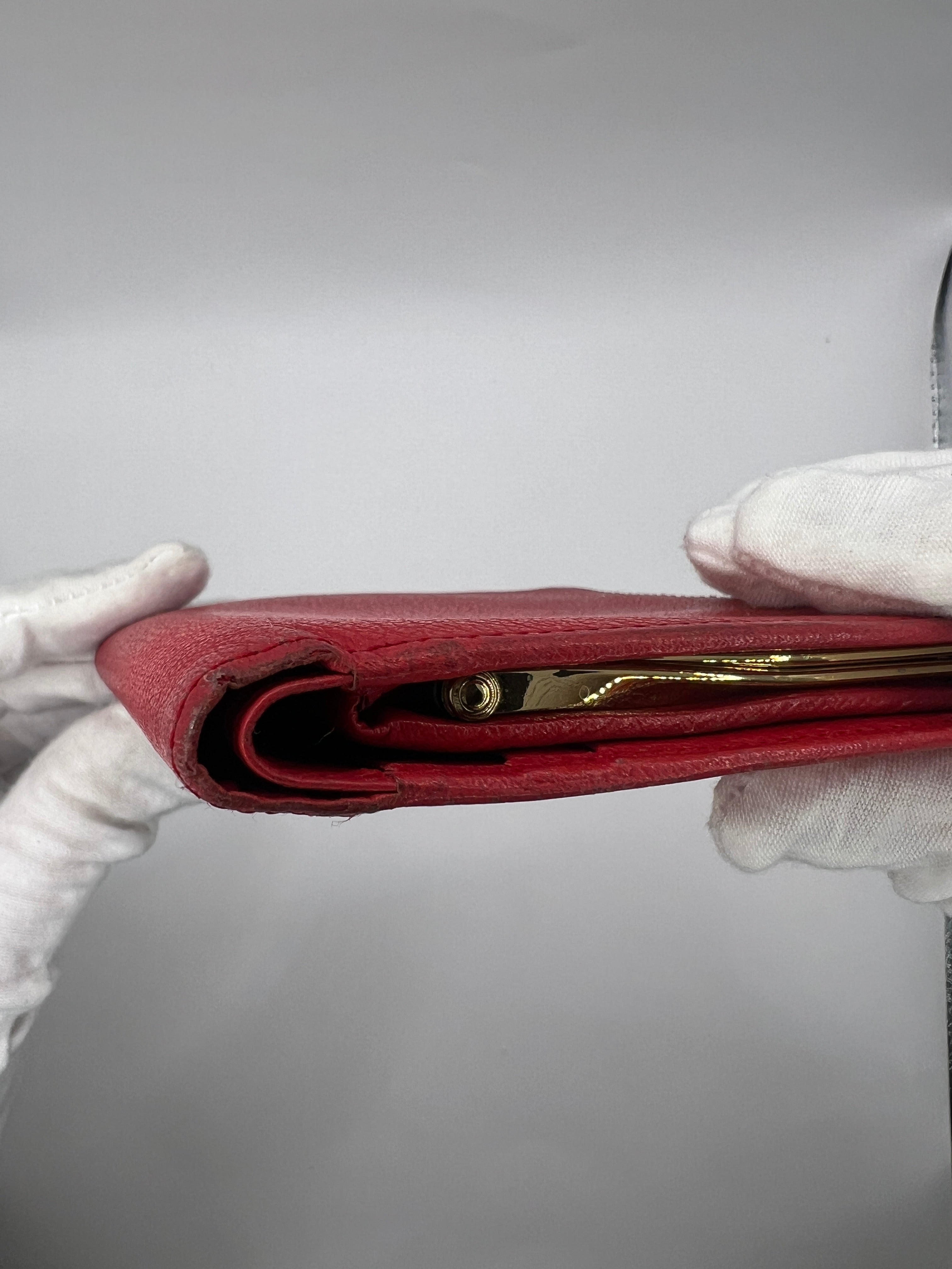 Vintage Yves Saint Laurent Red Leather Bifold Wallet