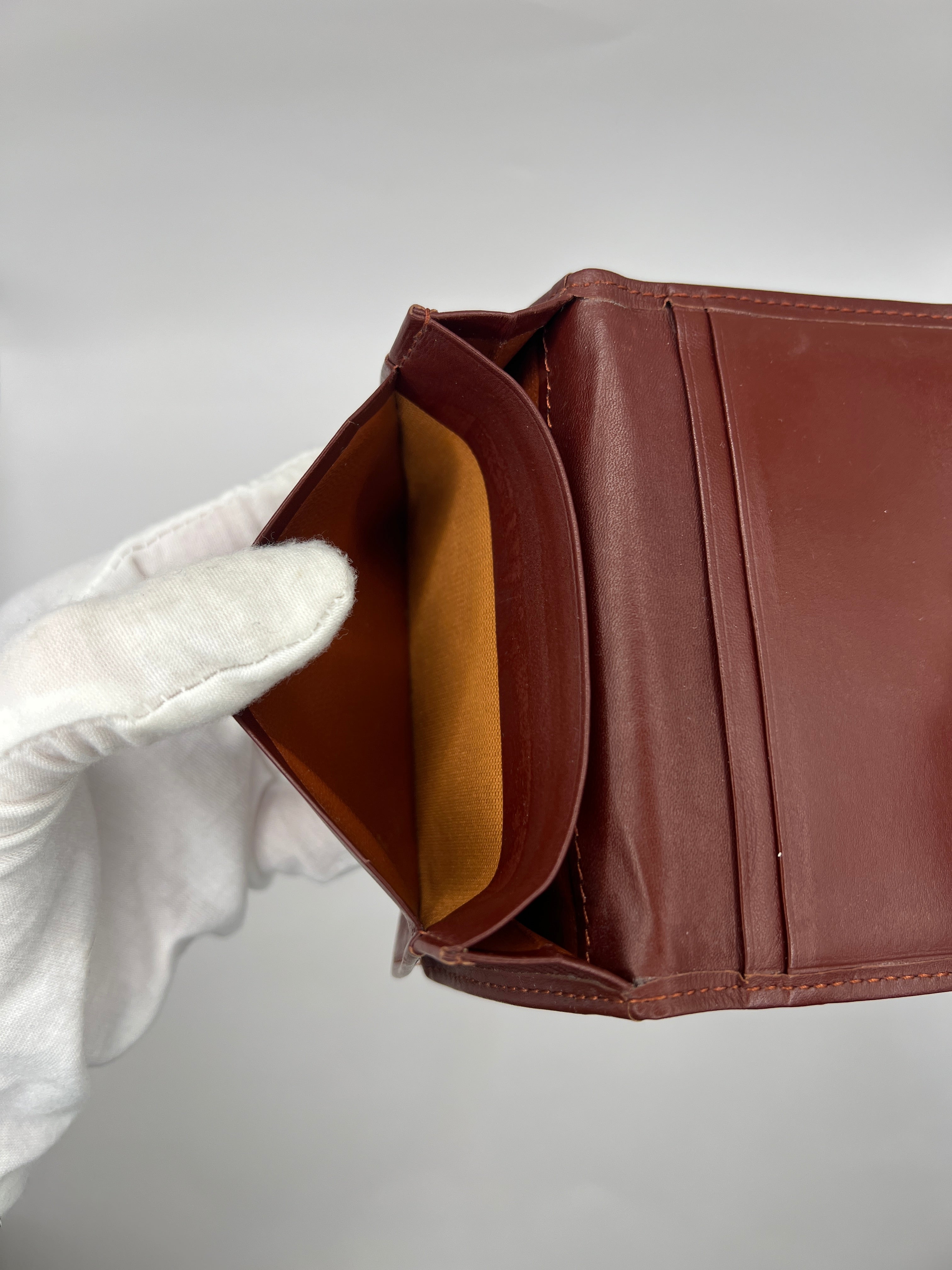 Vintage YSL Brown Leather Bifold Card Holder