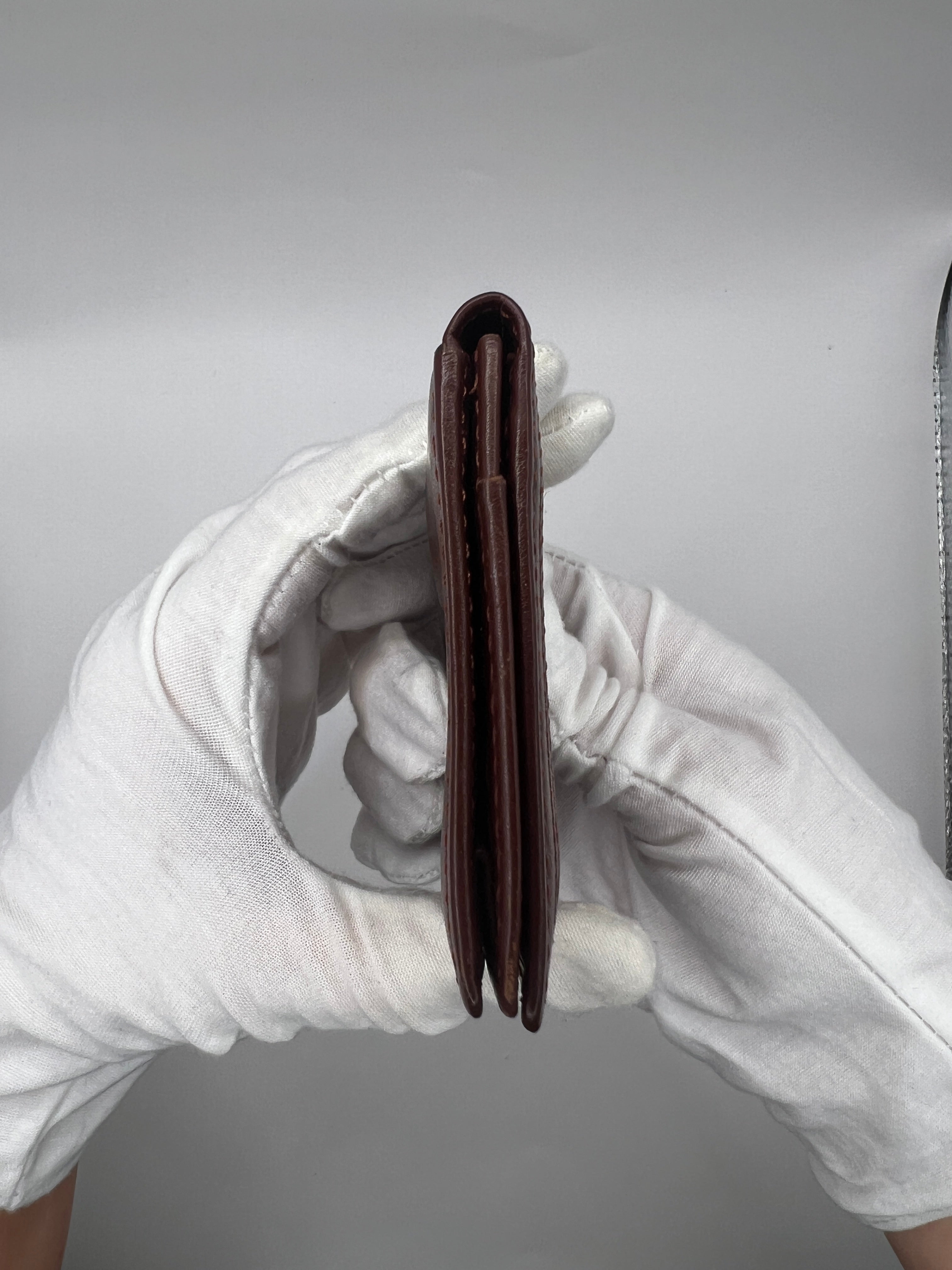 Vintage YSL Brown Leather Bifold Card Holder