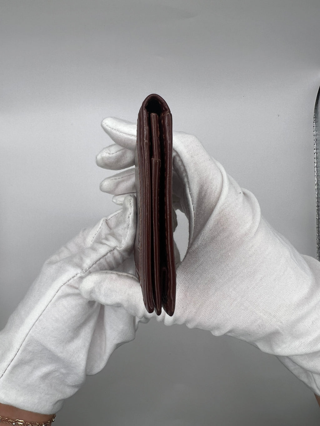 Vintage YSL Brown Leather Bifold Card Holder