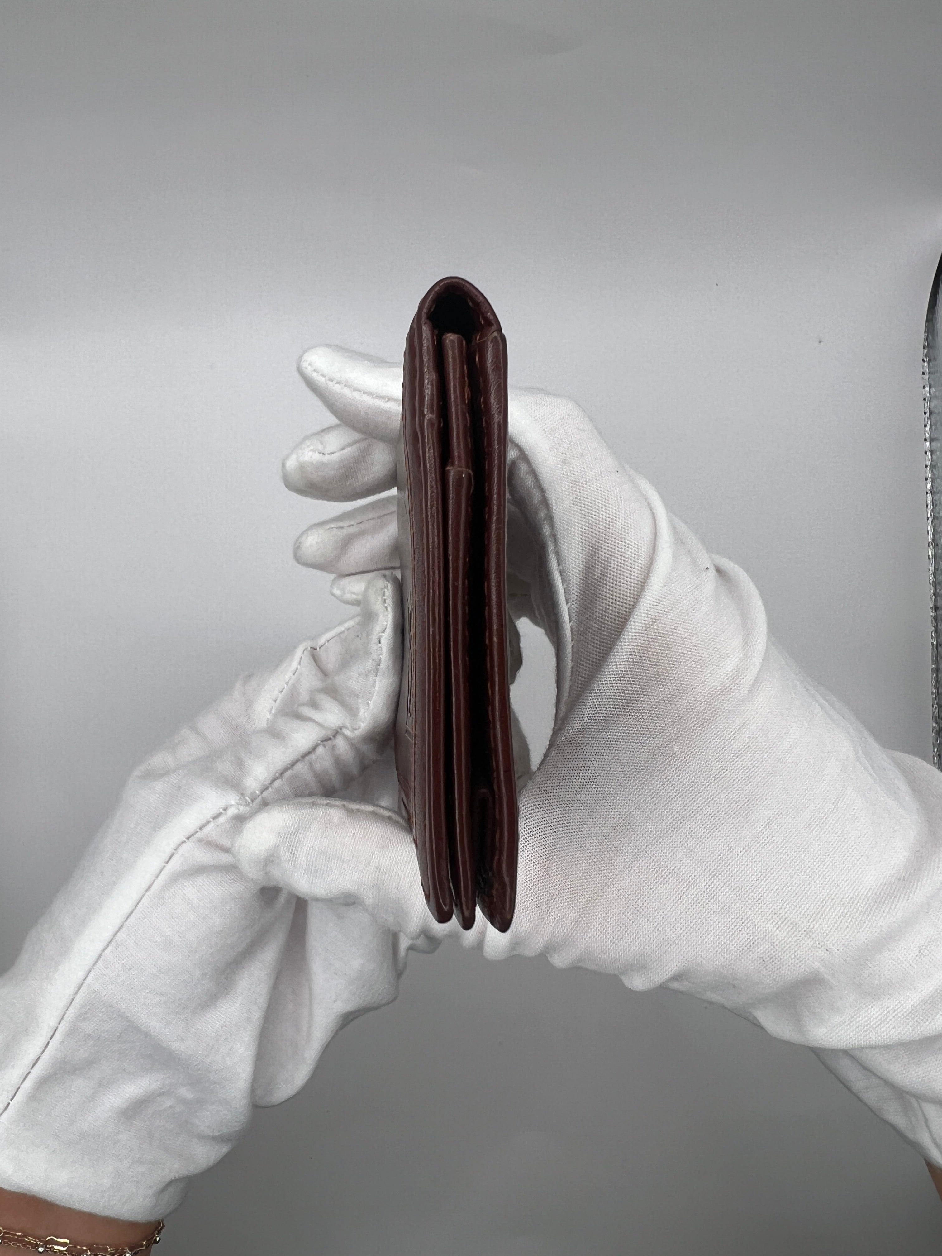 Vintage YSL Brown Leather Bifold Card Holder