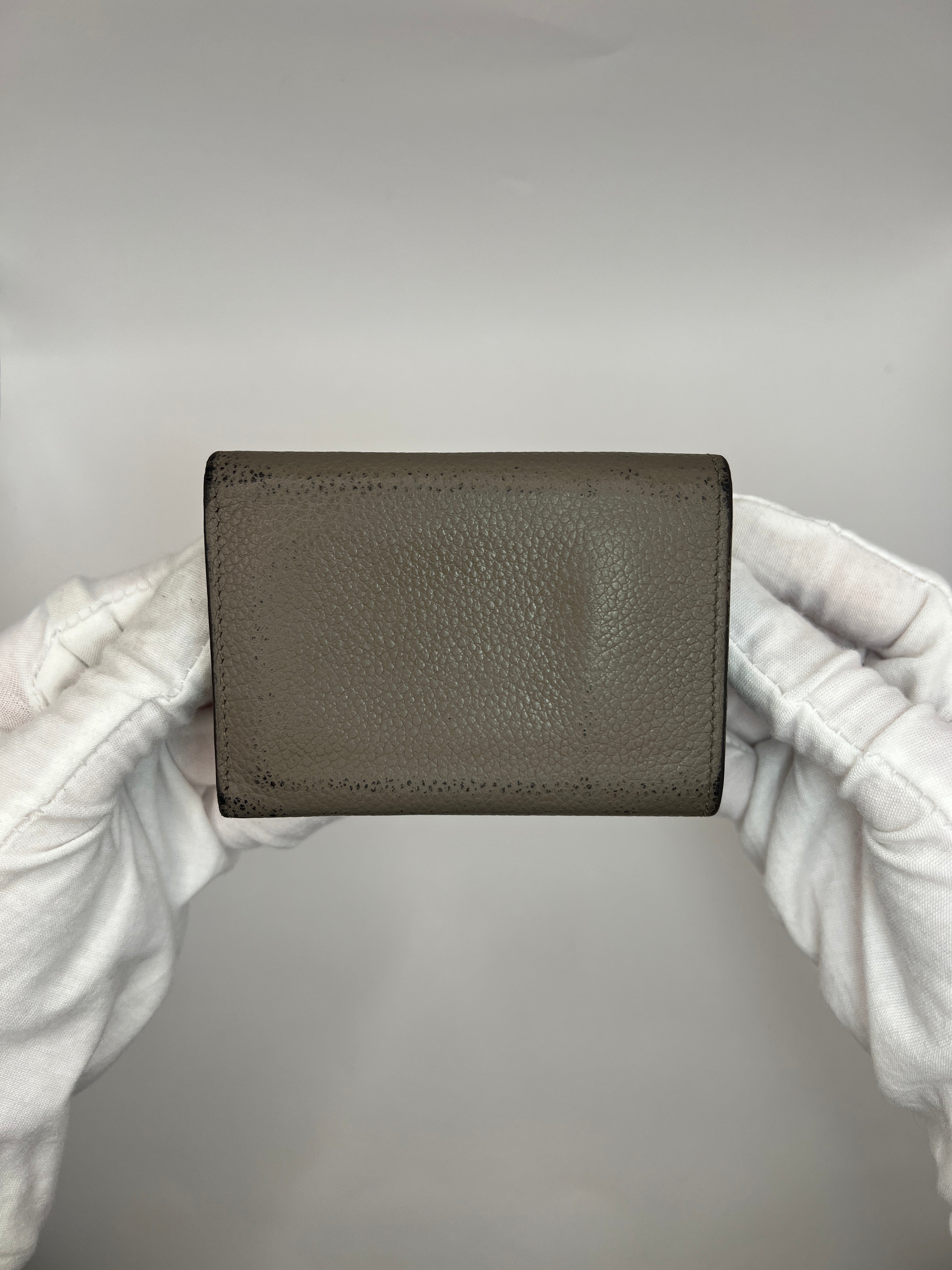 Saint Laurent Grained Leather Tri-Fold Wallet with Gold YSL Logo