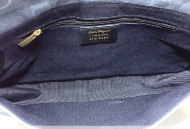 Salvatore Ferragamo Gancini Jacquard/Denim Flap Shoulder Bag
