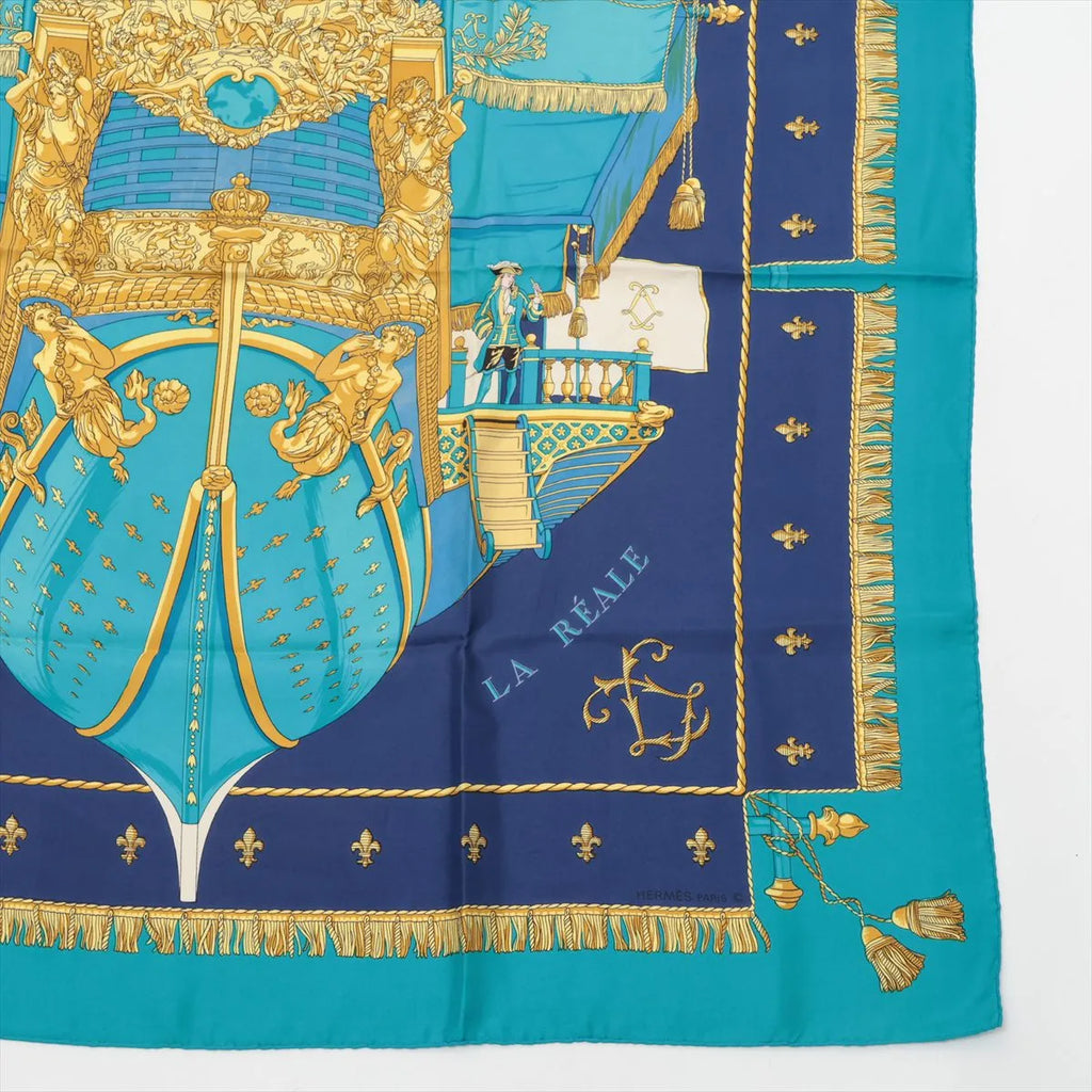 Hermès Silk Carré 90 — "La Galère La Réale" Made in France / 100% Silk