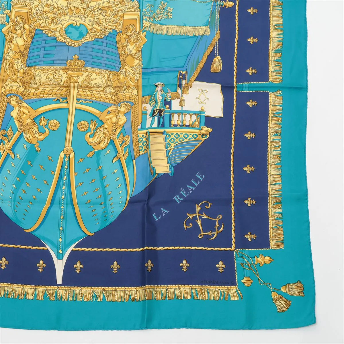 Hermès Silk Carré 90 — "La Galère La Réale" Made in France / 100% Silk
