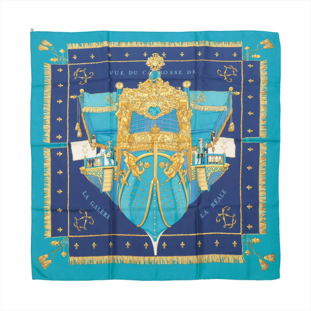 Hermès Silk Carré 90 — "La Galère La Réale" Made in France / 100% Silk