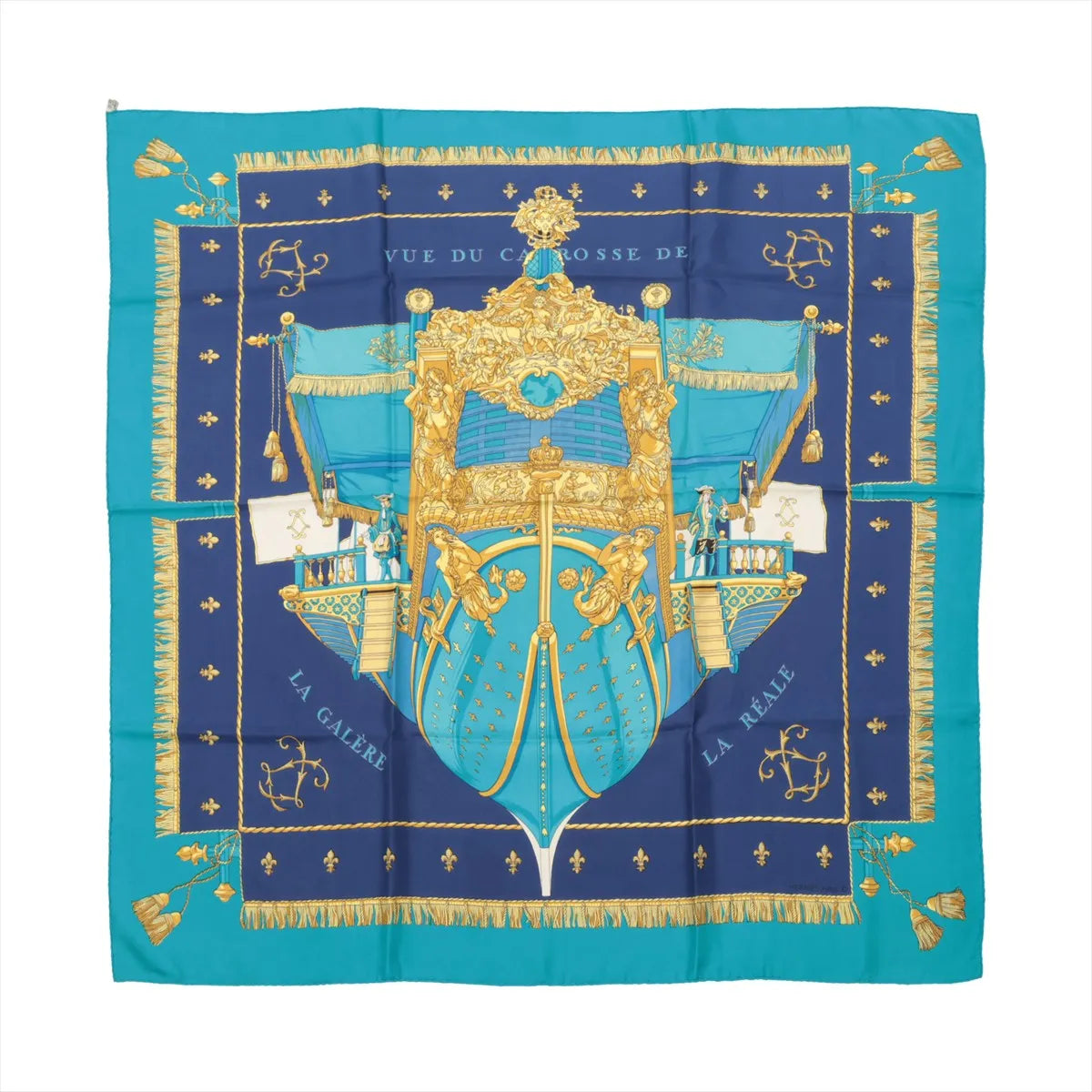 Hermès Silk Carré 90 — "La Galère La Réale" Made in France / 100% Silk