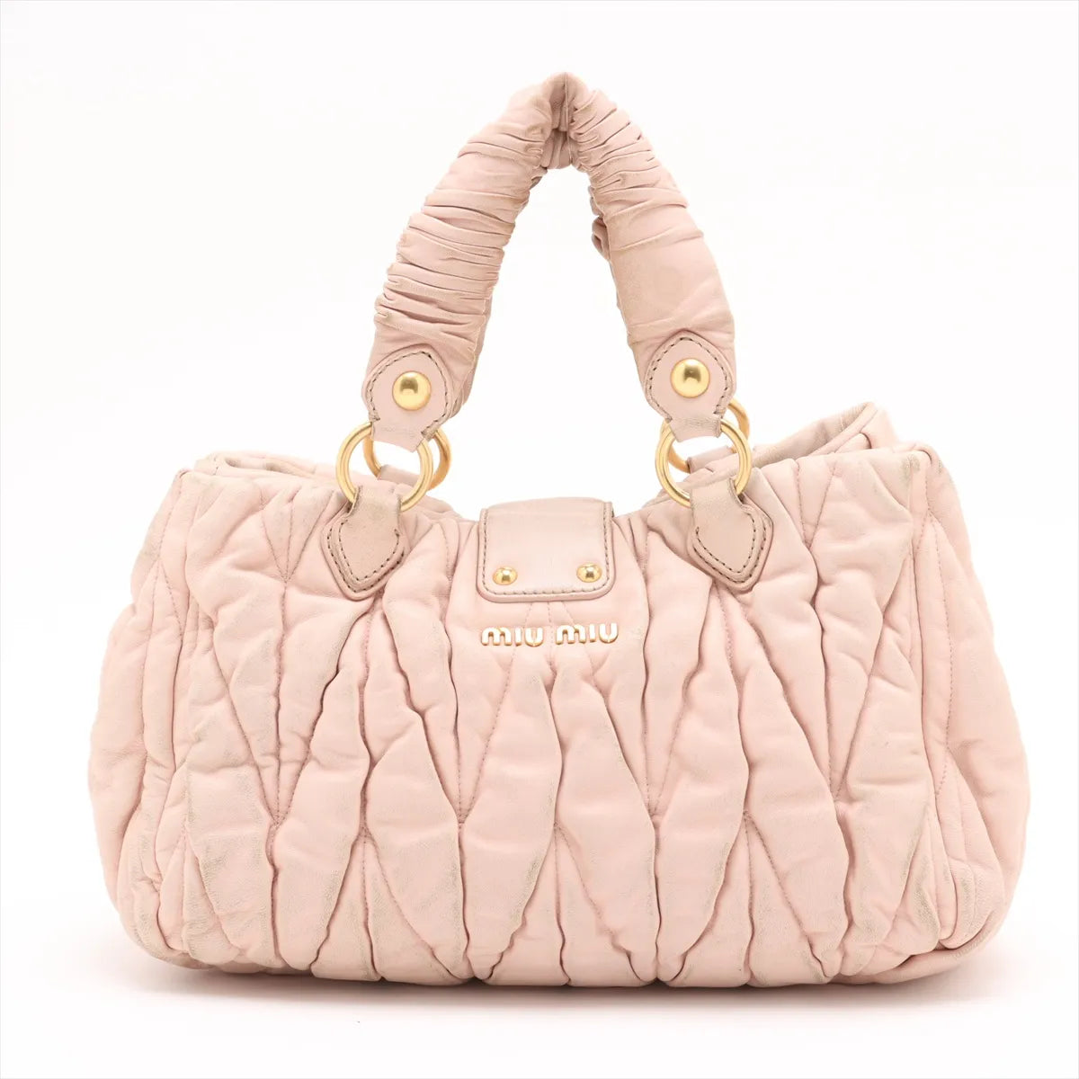 Miu Miu Matelassé Leather 2-Way Top Handle — Blush Pink