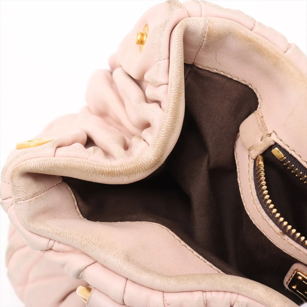 Miu Miu Matelassé Leather 2-Way Top Handle — Blush Pink