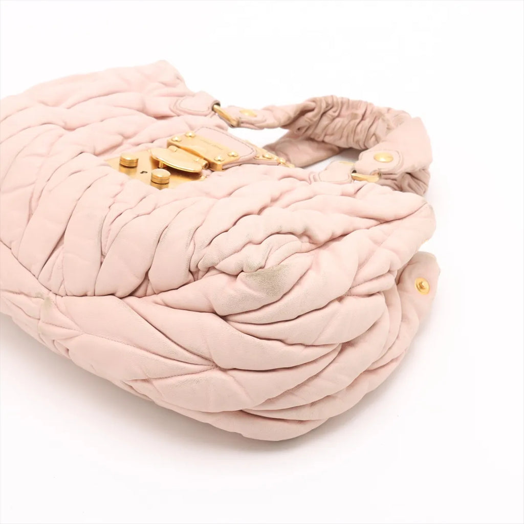 Miu Miu Matelassé Leather 2-Way Top Handle — Blush Pink